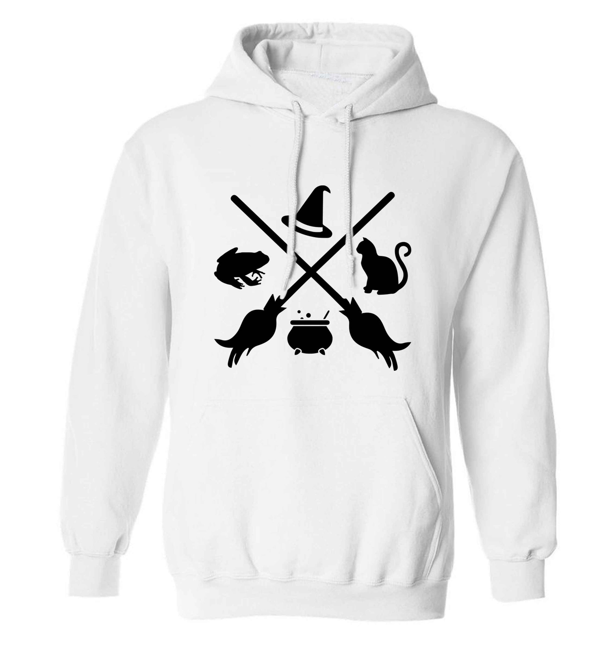 Witch symbol adults unisex white hoodie 2XL