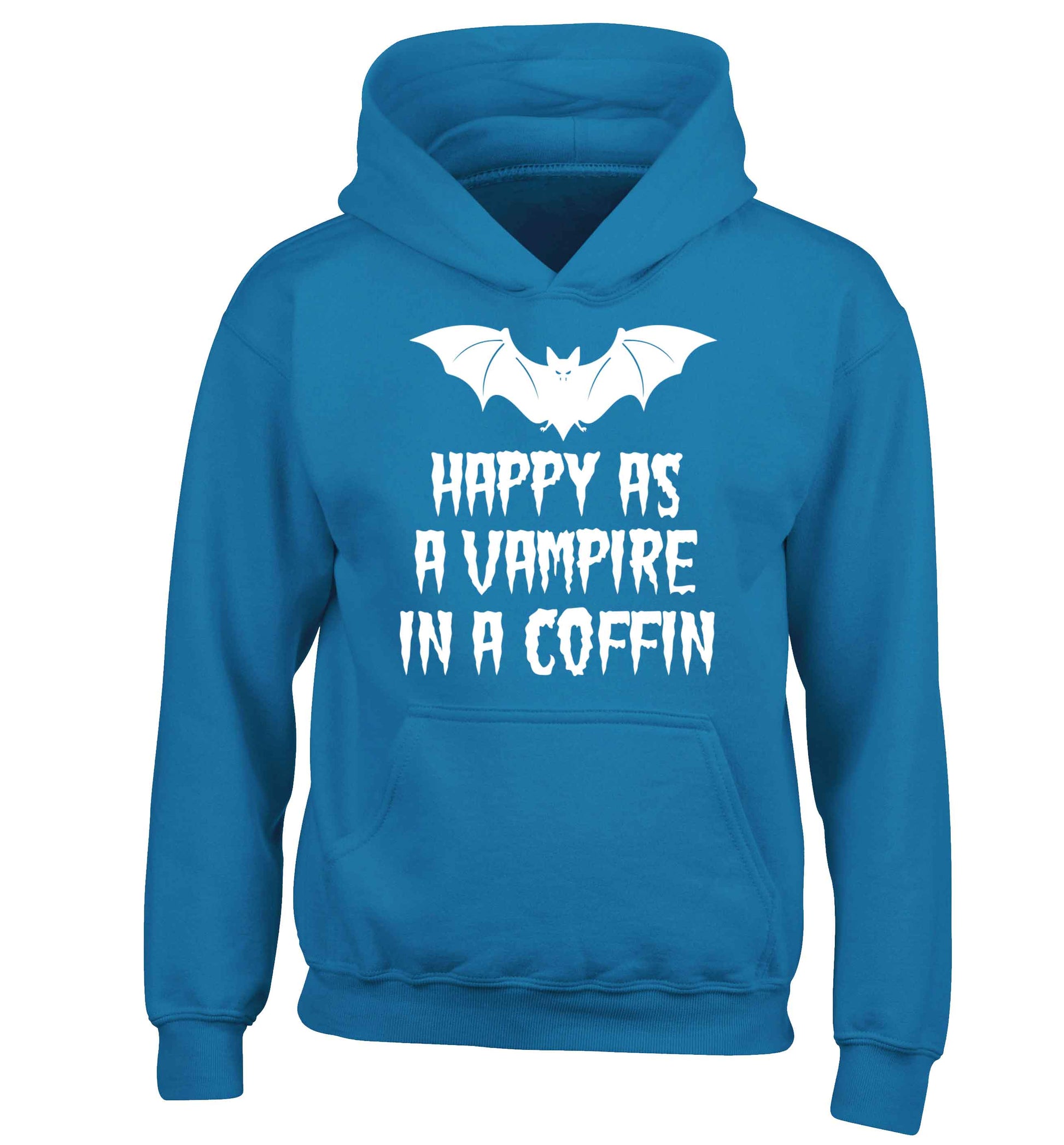 Happy as a vampire in a coffin children's blue hoodie 12-13 Years