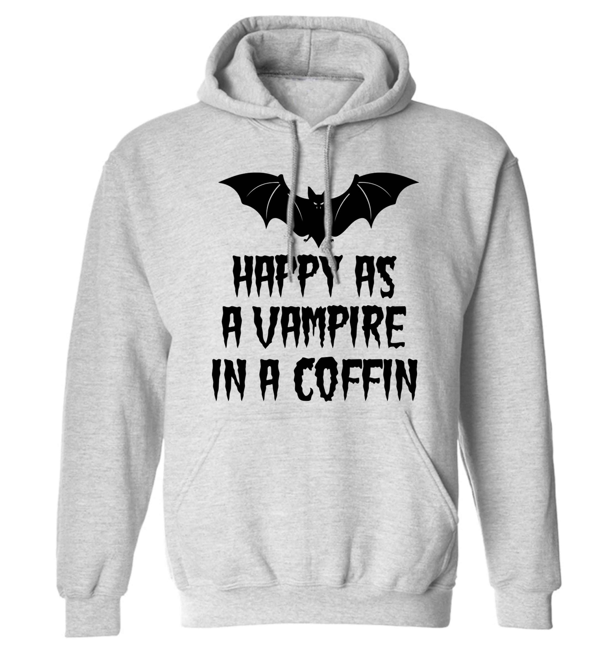 Happy as a vampire in a coffin adults unisex grey hoodie 2XL