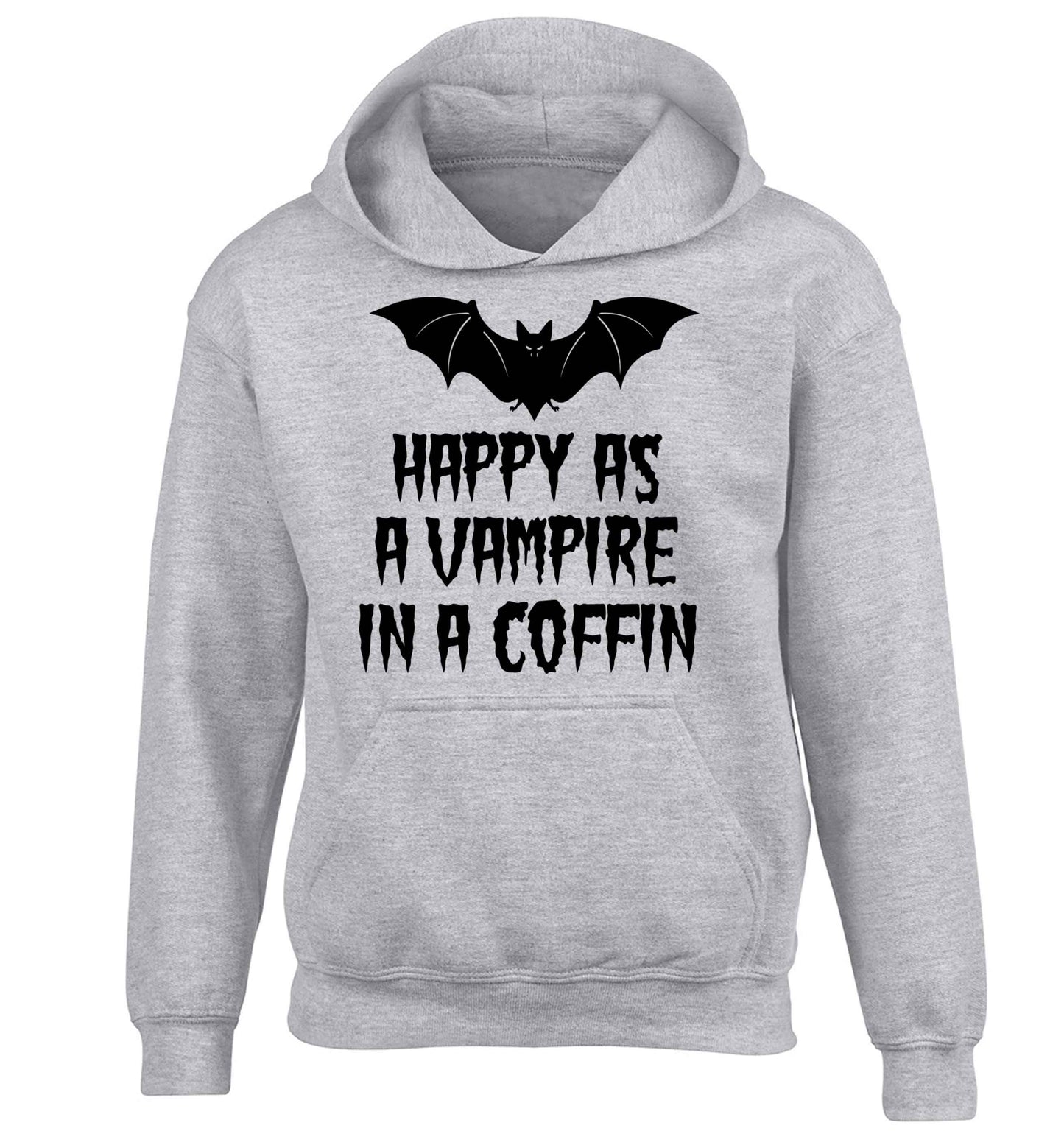 Happy as a vampire in a coffin children's grey hoodie 12-13 Years