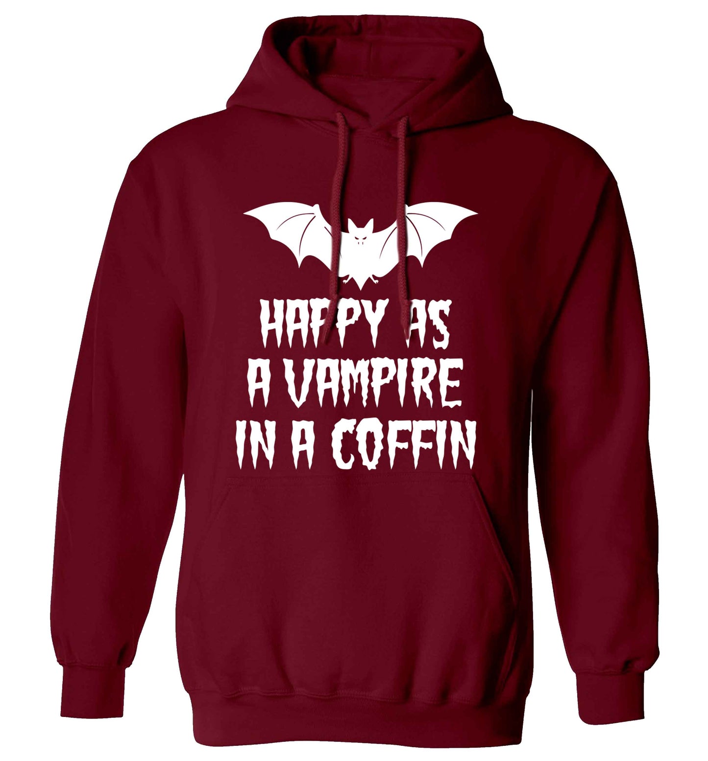 Happy as a vampire in a coffin adults unisex maroon hoodie 2XL