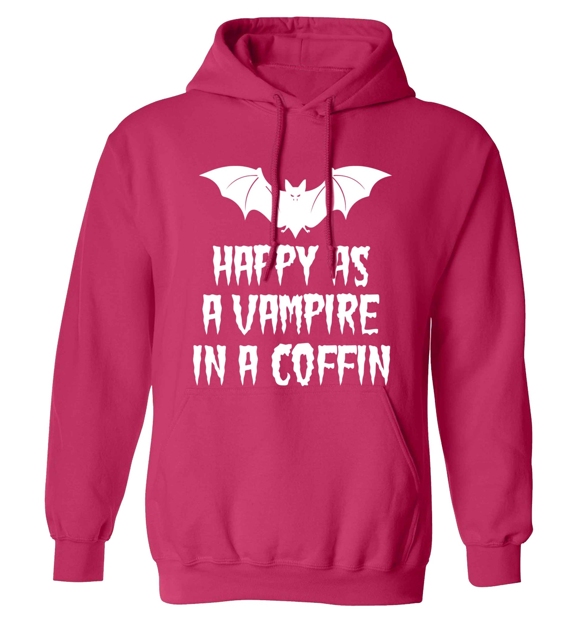 Happy as a vampire in a coffin adults unisex pink hoodie 2XL