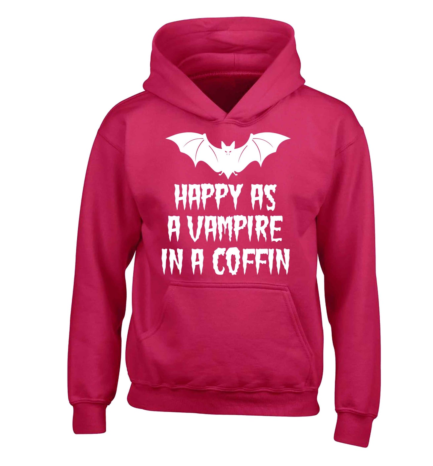 Happy as a vampire in a coffin children's pink hoodie 12-13 Years