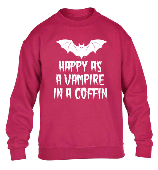 Happy as a vampire in a coffin children's pink sweater 12-13 Years