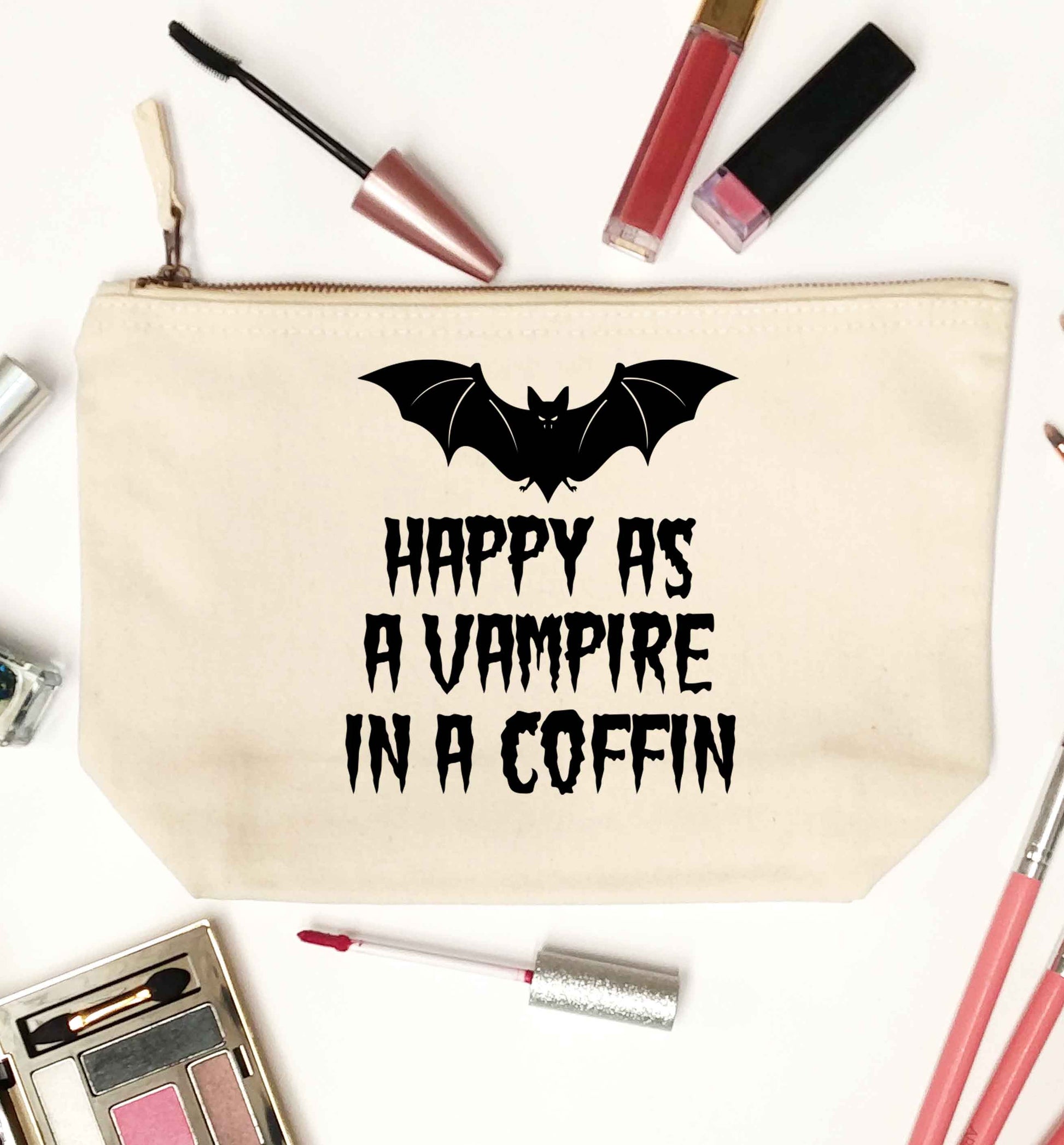 Happy as a vampire in a coffin natural makeup bag