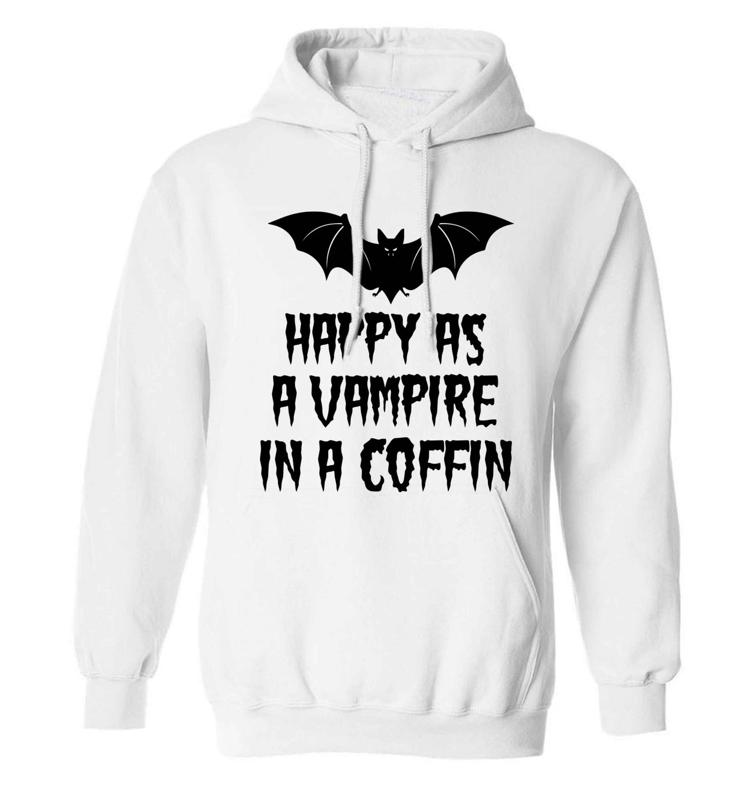 Happy as a vampire in a coffin adults unisex white hoodie 2XL