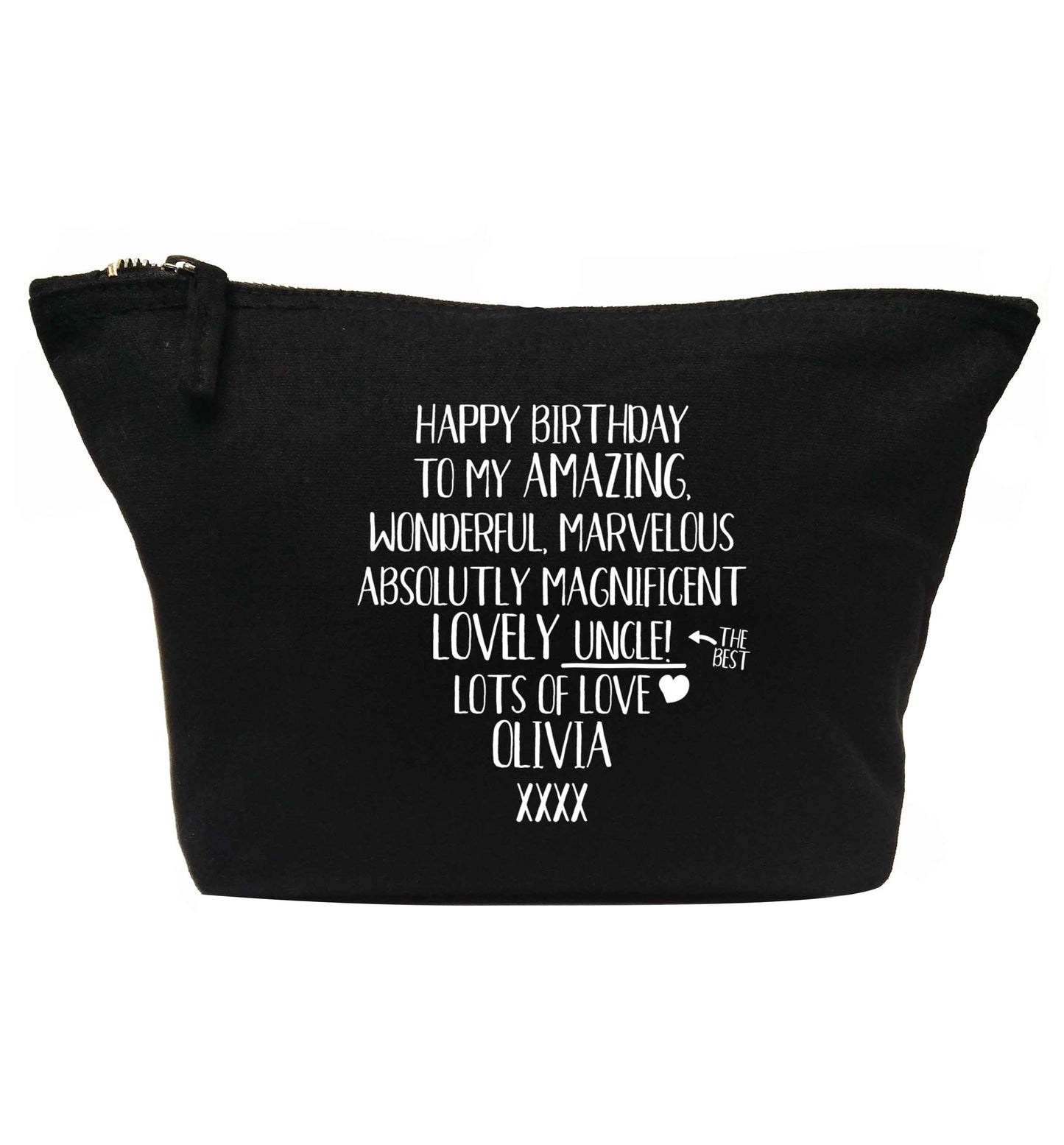 Personalised happy birthday to my amazing, wonderful, lovely uncle | makeup / wash bag