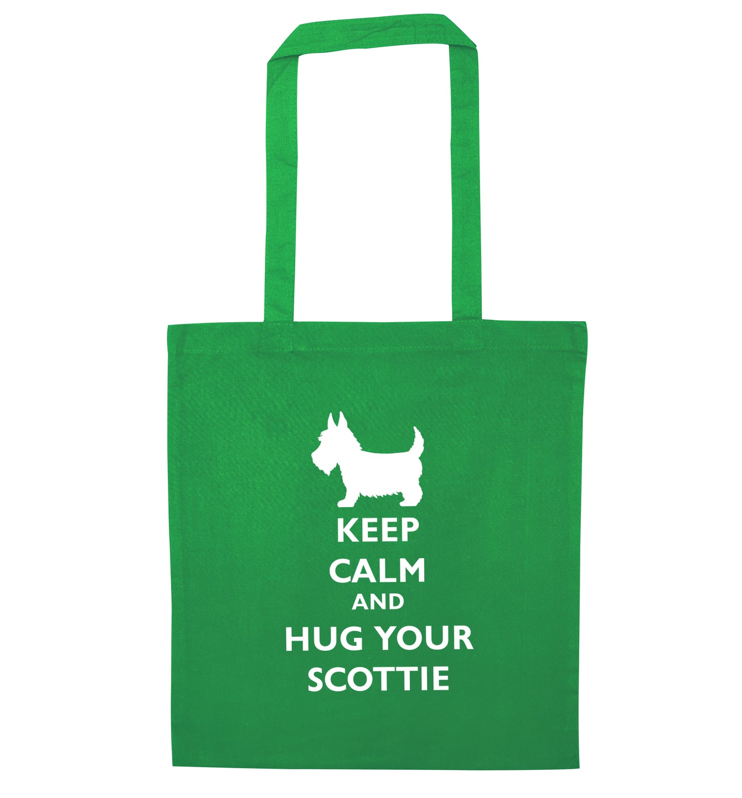 Keep calm and hug your scottie green tote bag