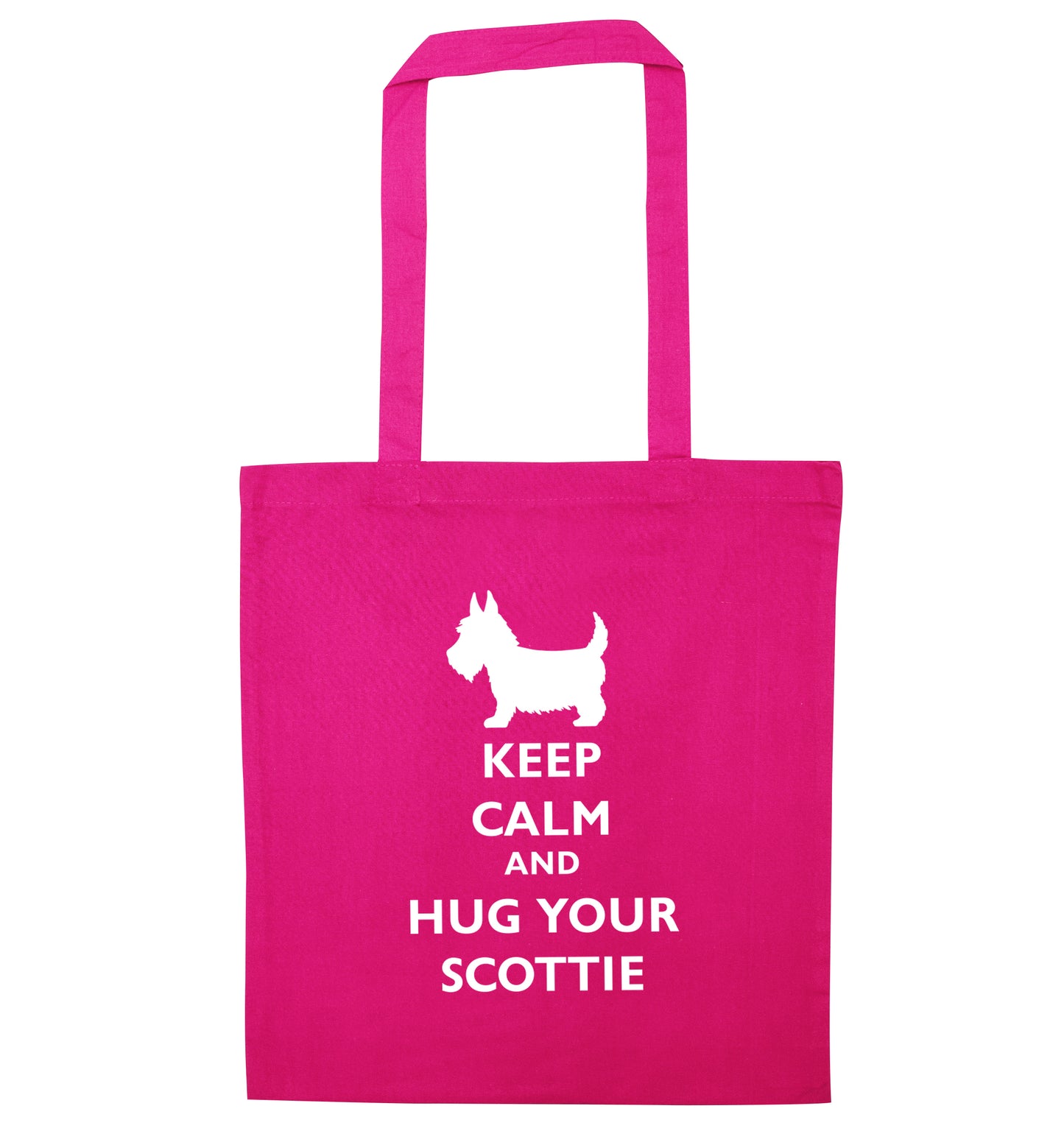 Keep calm and hug your scottie pink tote bag