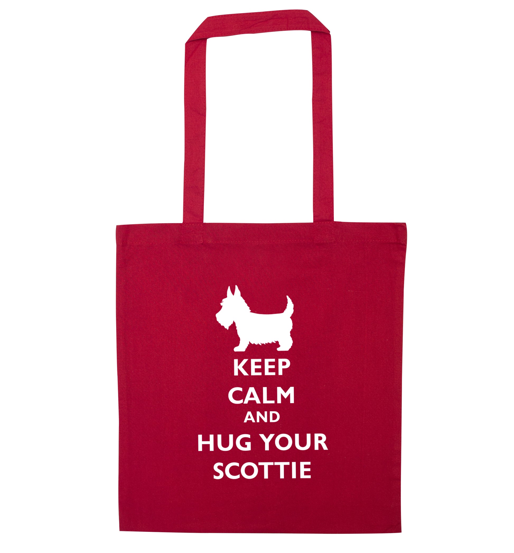 Keep calm and hug your scottie red tote bag