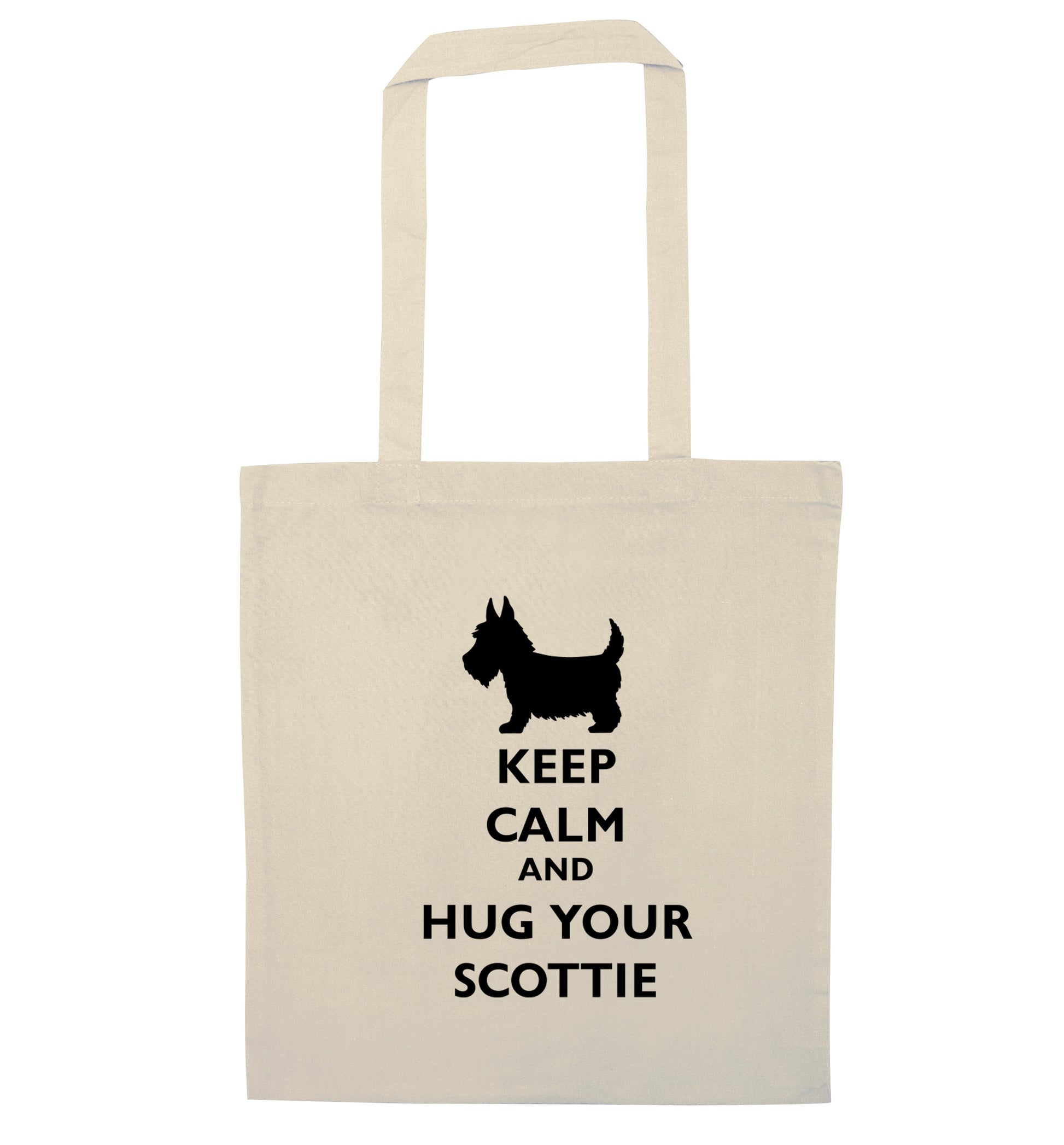 Keep calm and hug your scottie natural tote bag