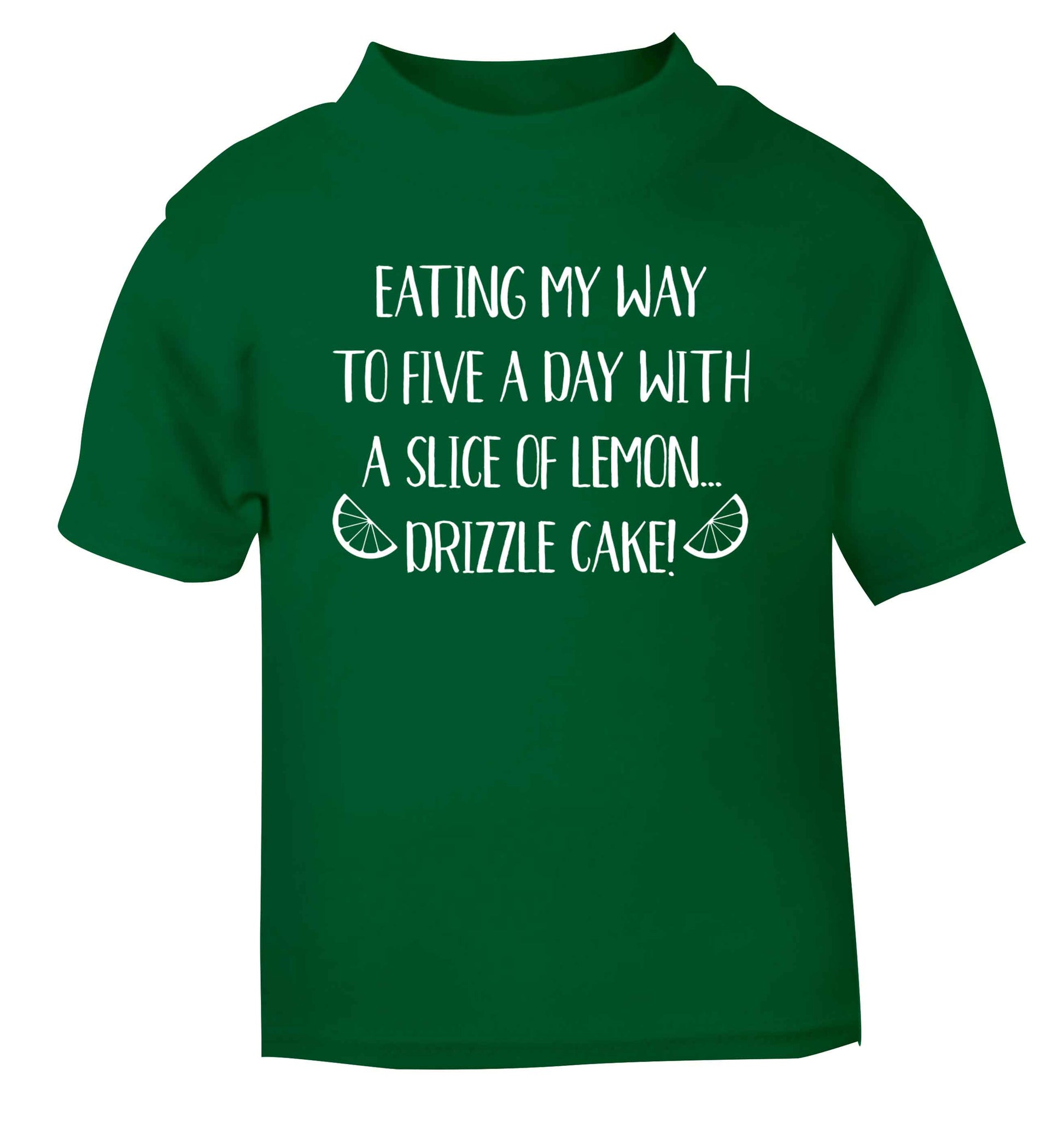 Eating my way to five a day with a slice of lemon drizzle cake day green Baby Toddler Tshirt 2 Years