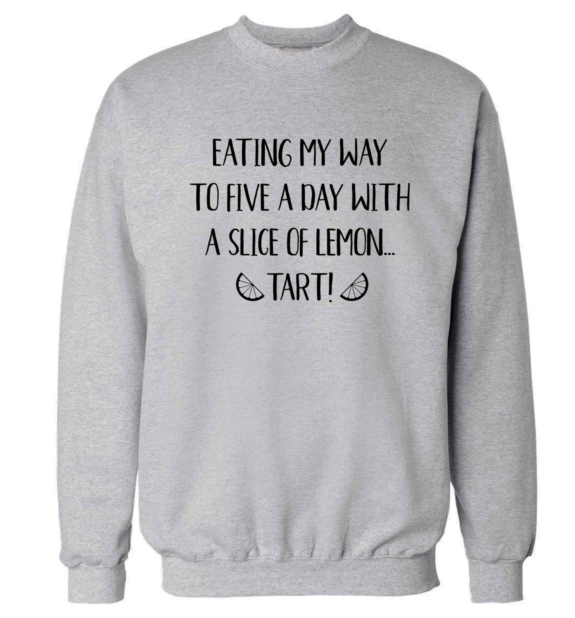 Eating my way to five a day with a slice of lemon tart Adult's unisex grey Sweater 2XL