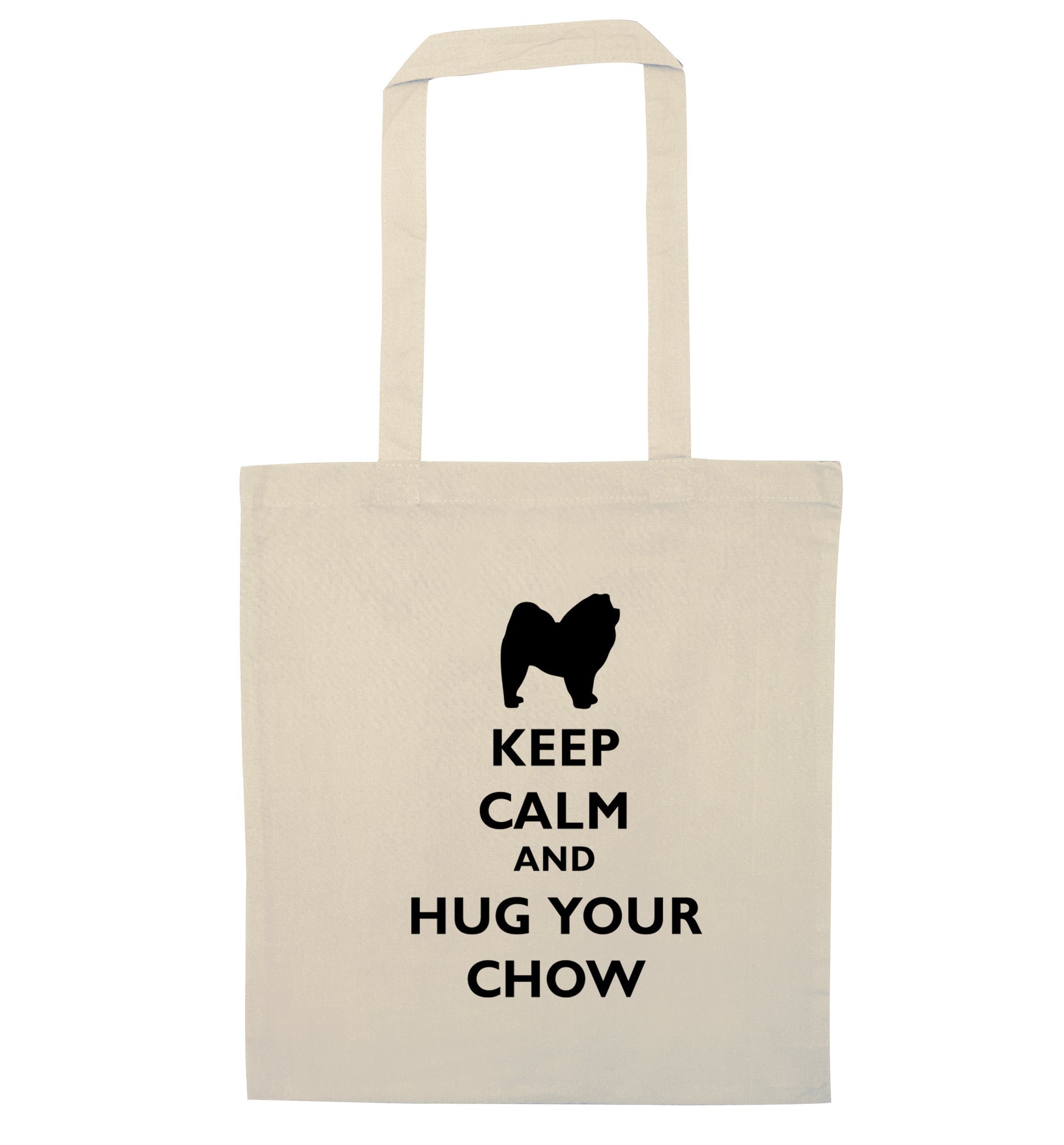 Keep calm and hug your chow natural tote bag