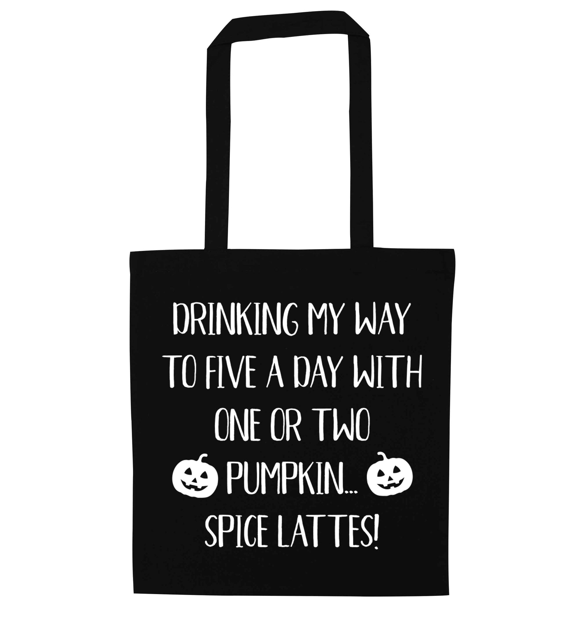 5 a Day Pumpkin Lattes black tote bag