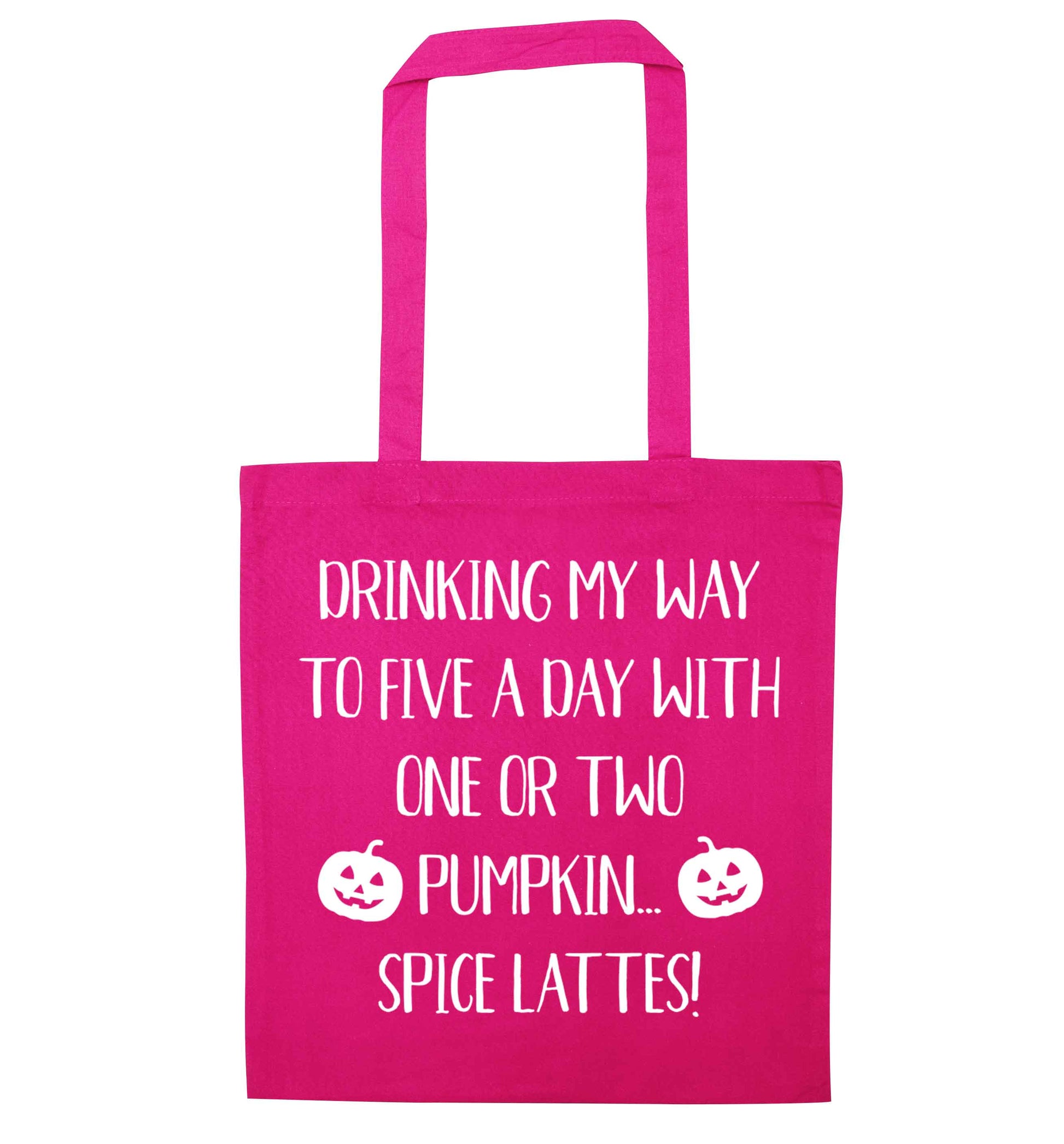 5 a Day Pumpkin Lattes pink tote bag