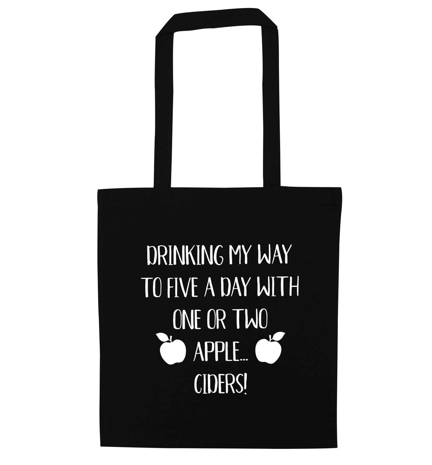 Drinking my way to five a day with one or two apple ciders black tote bag