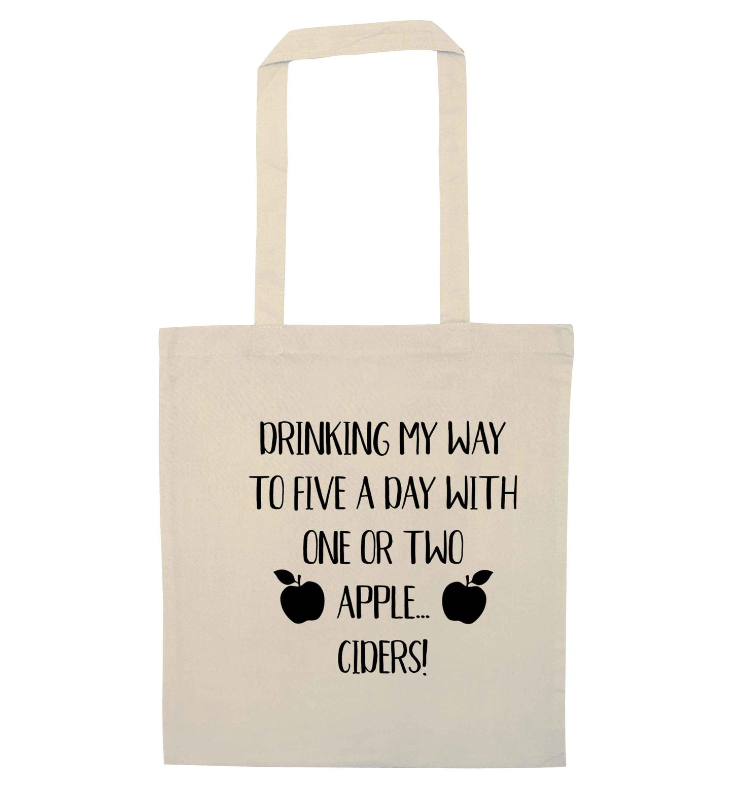 Drinking my way to five a day with one or two apple ciders natural tote bag