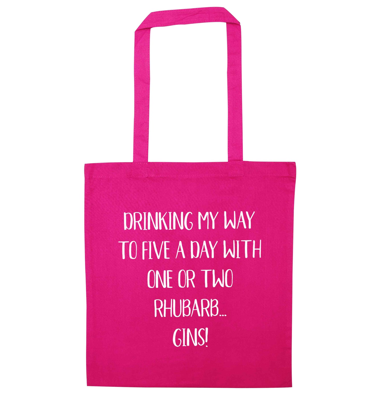 Drinking my way to five a day with one or two rhubarb gins pink tote bag