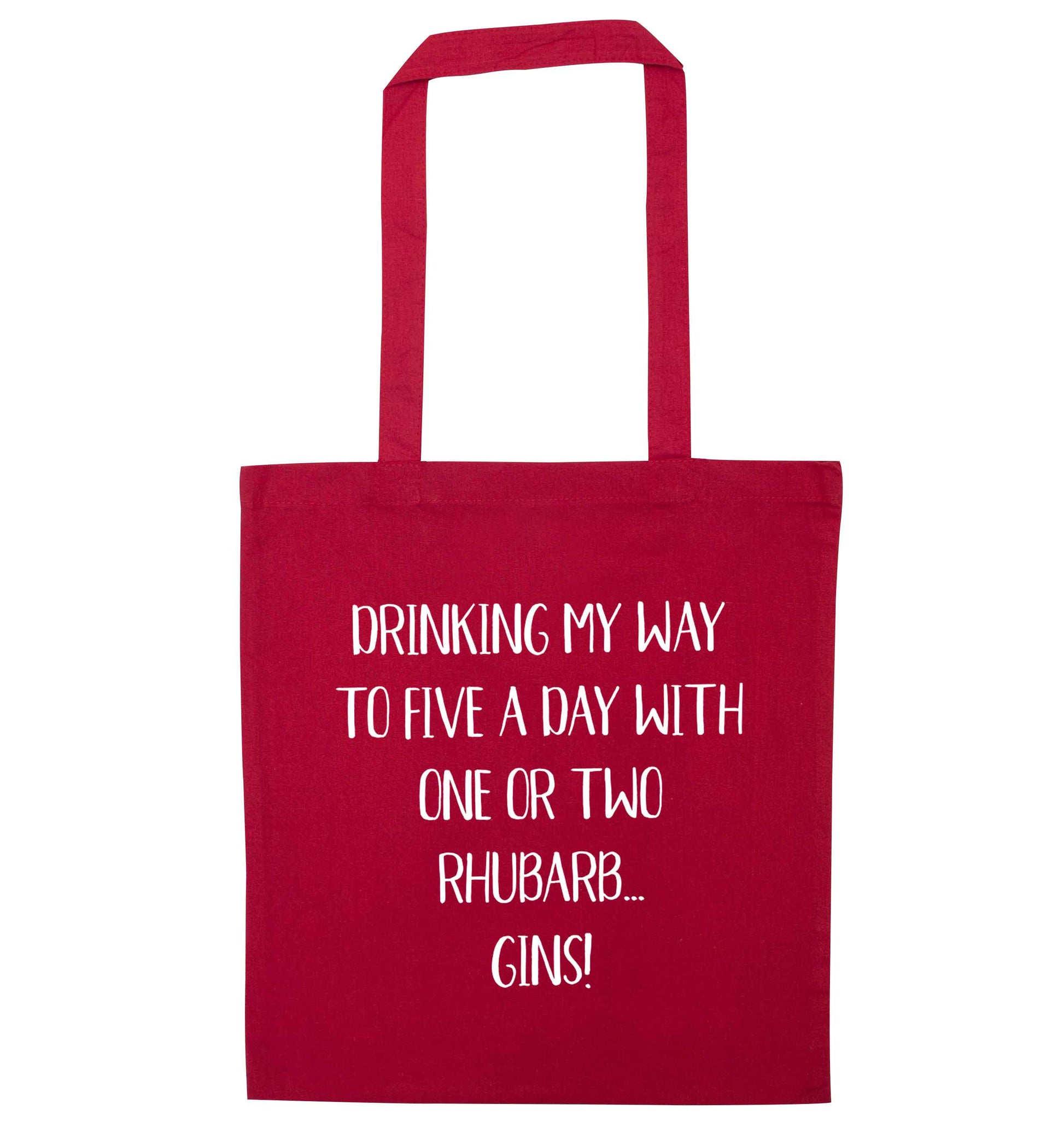 Drinking my way to five a day with one or two rhubarb gins red tote bag