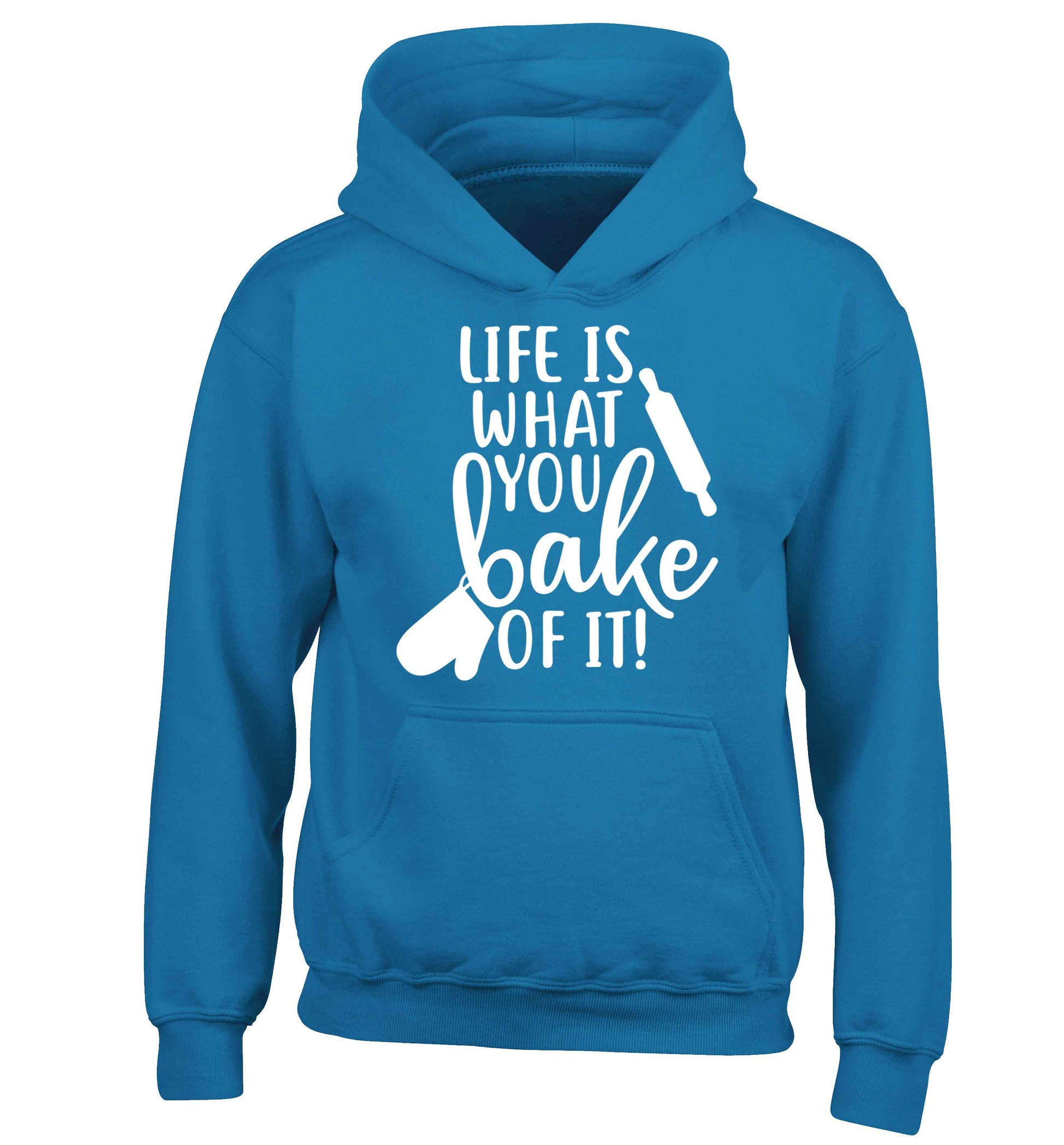 Life is what you bake of it children's blue hoodie 12-13 Years