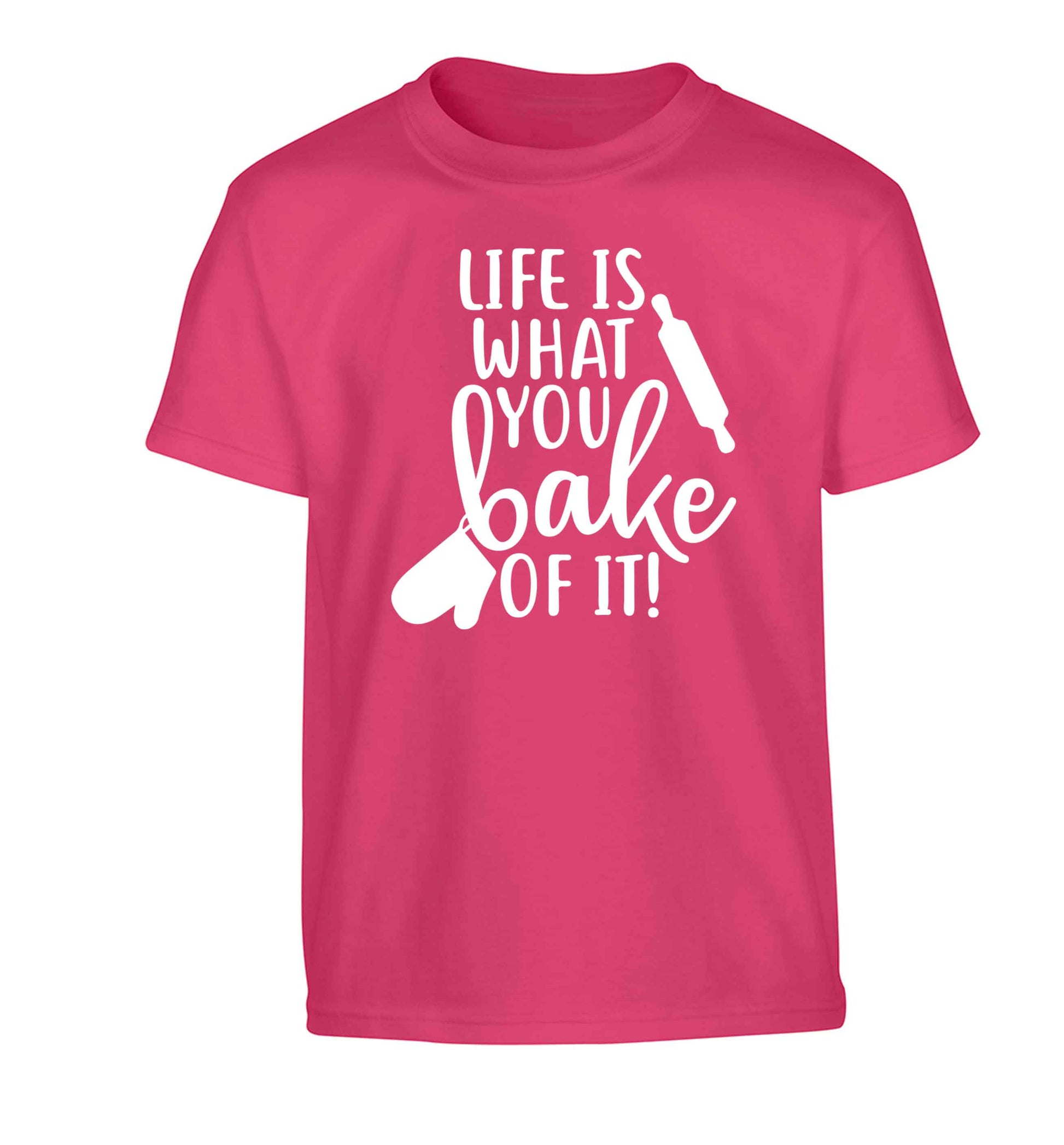 Life is what you bake of it Children's pink Tshirt 12-13 Years