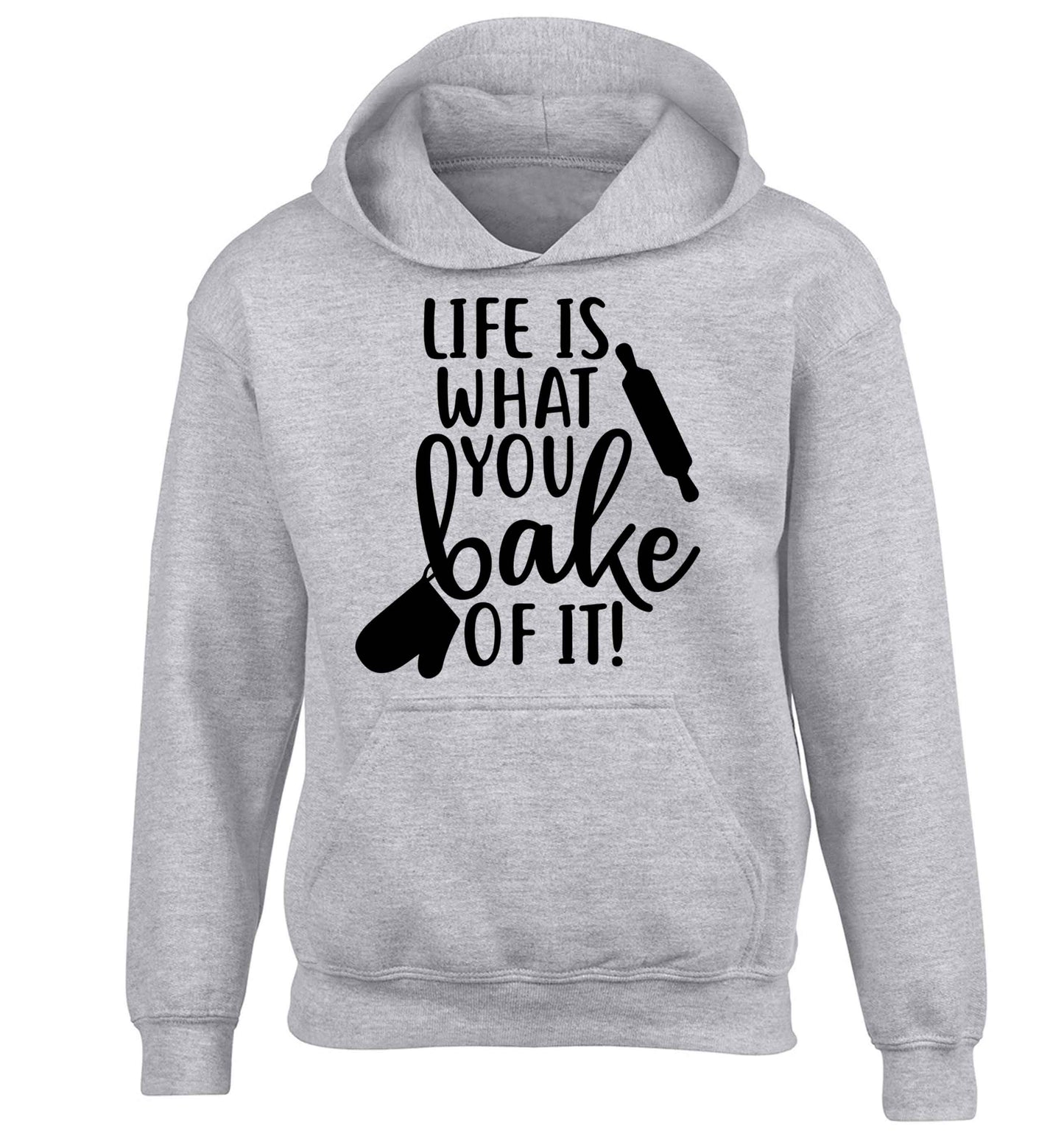 Life is what you bake of it children's grey hoodie 12-13 Years