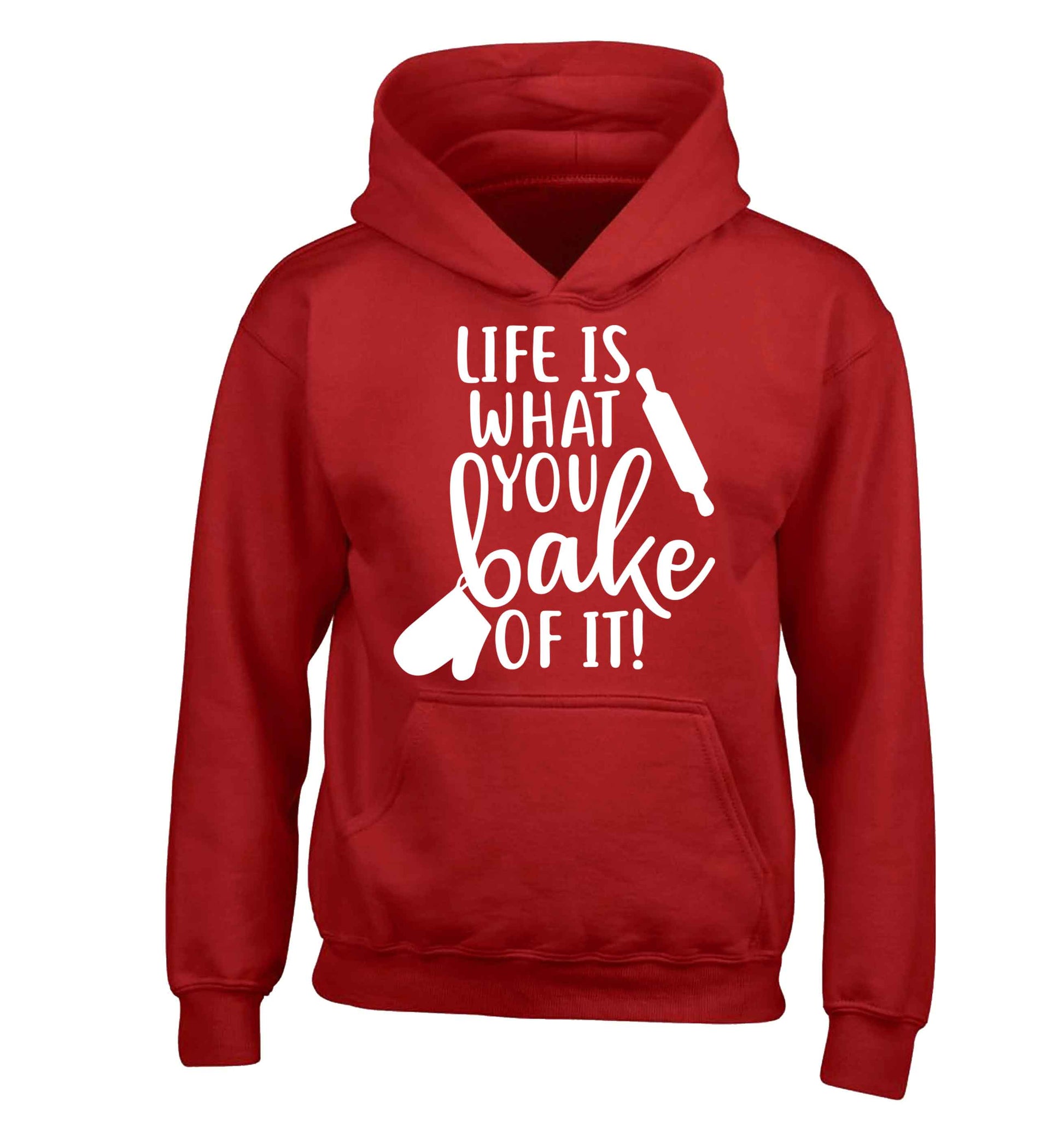Life is what you bake of it children's red hoodie 12-13 Years