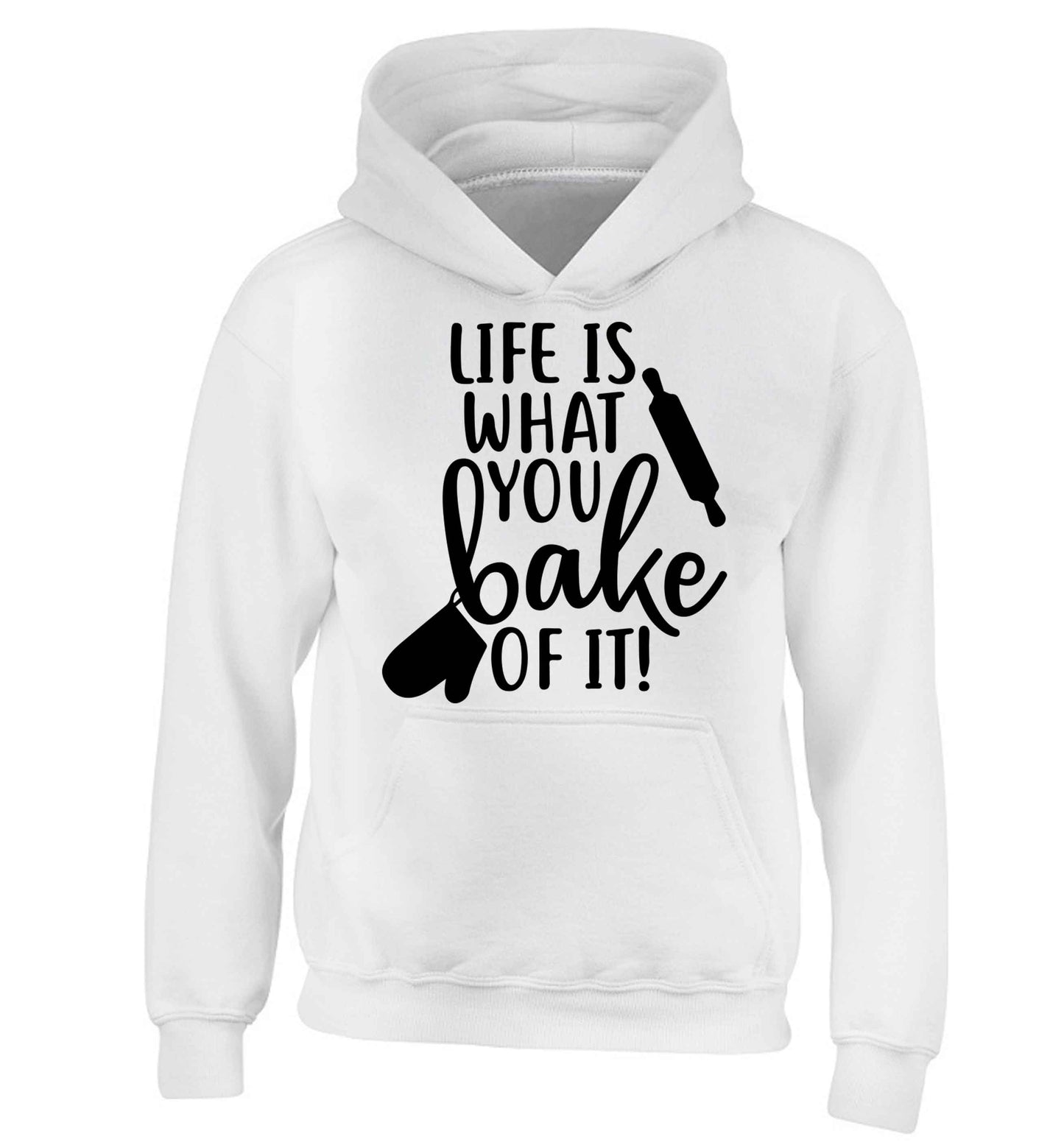 Life is what you bake of it children's white hoodie 12-13 Years