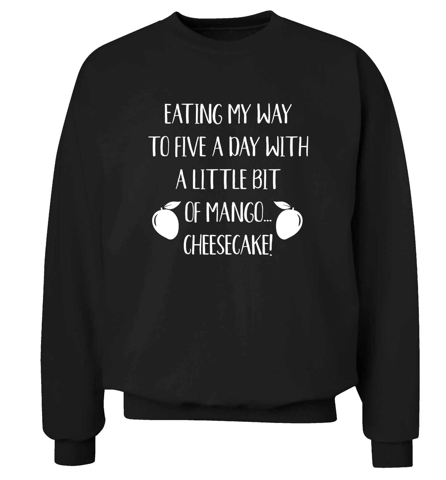 Eating my way to five a day with a little bit of mango cheesecake Adult's unisex black Sweater 2XL