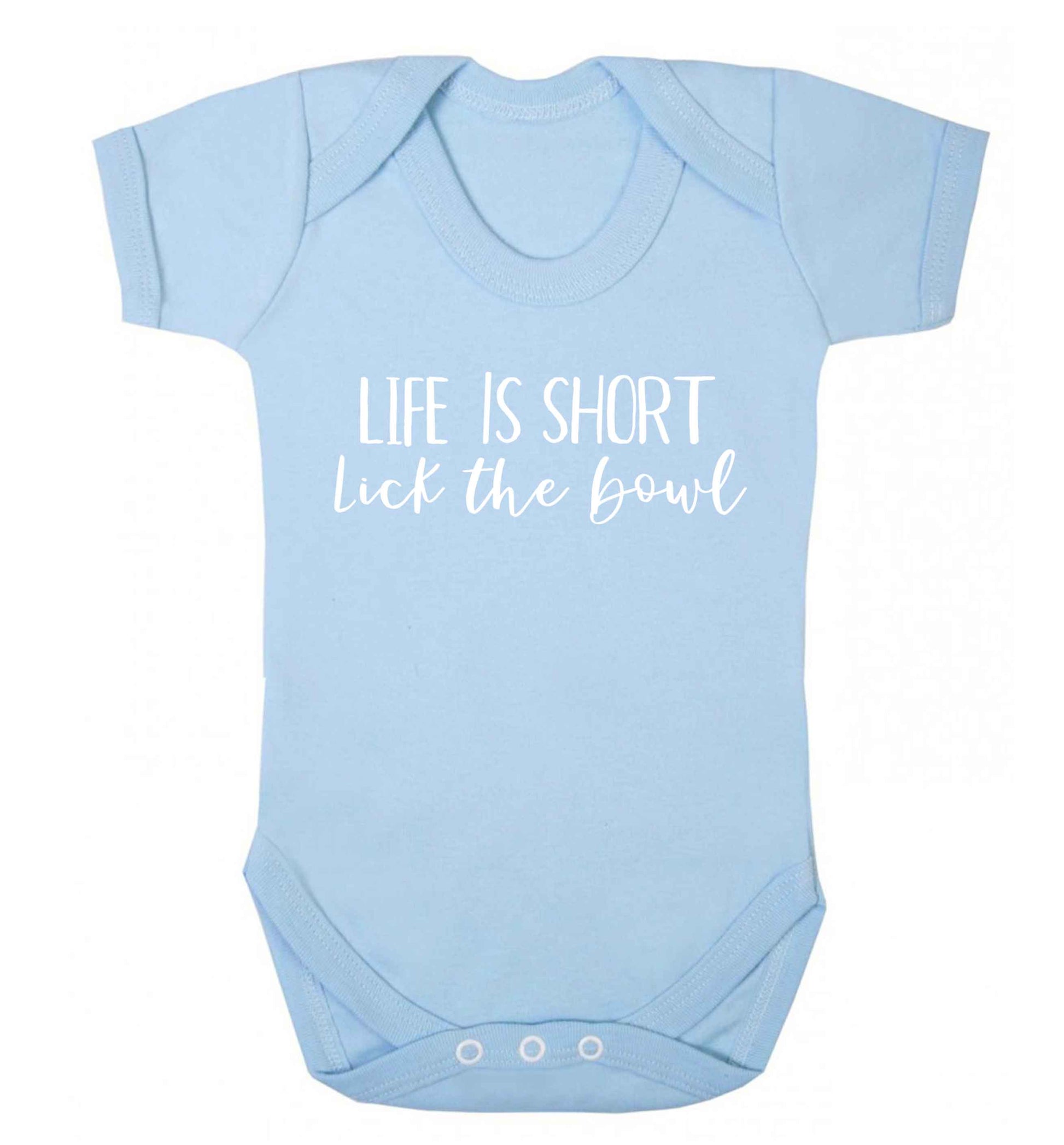 Life is short lick the bowl Baby Vest pale blue 18-24 months