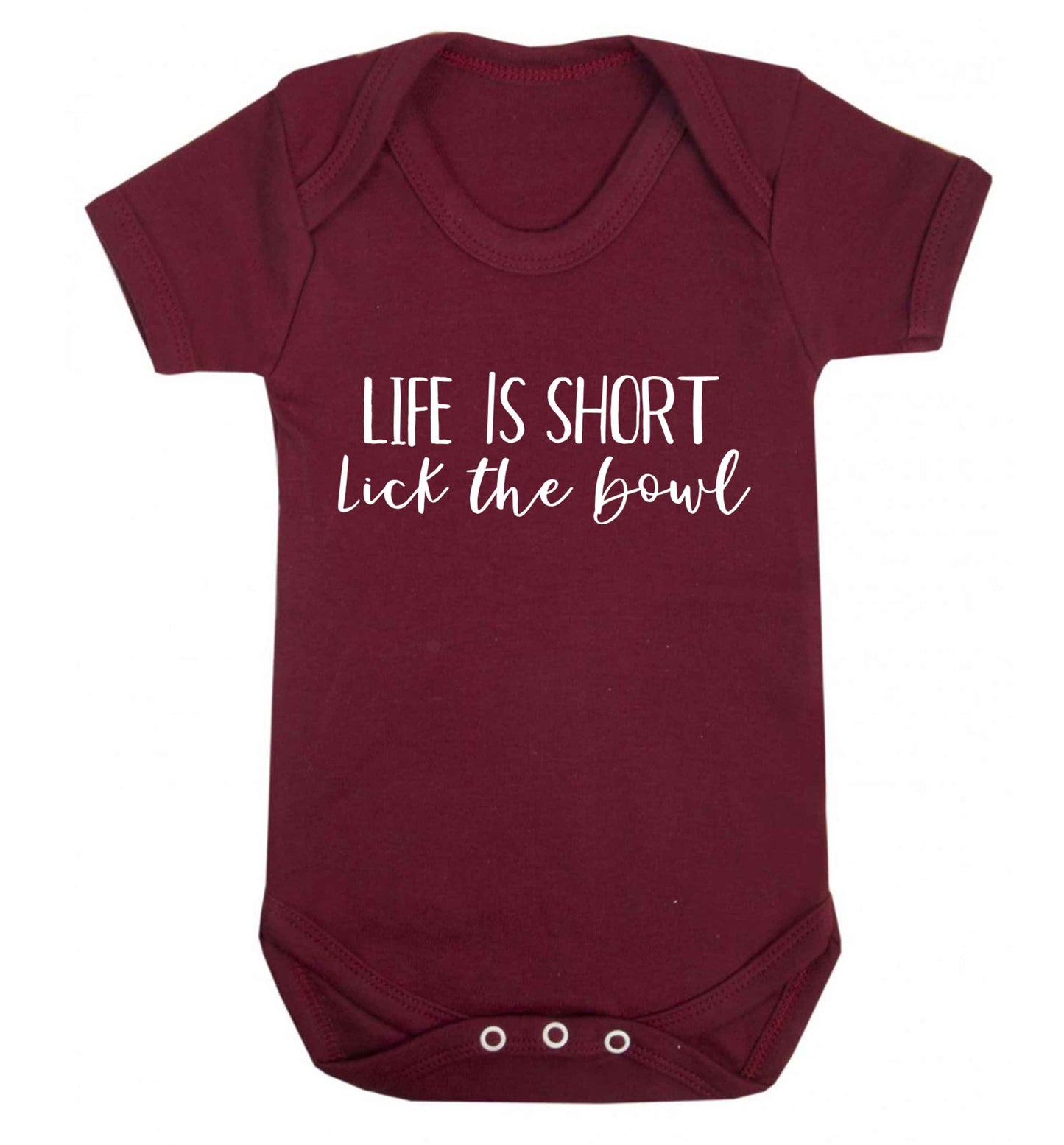 Life is short lick the bowl Baby Vest maroon 18-24 months