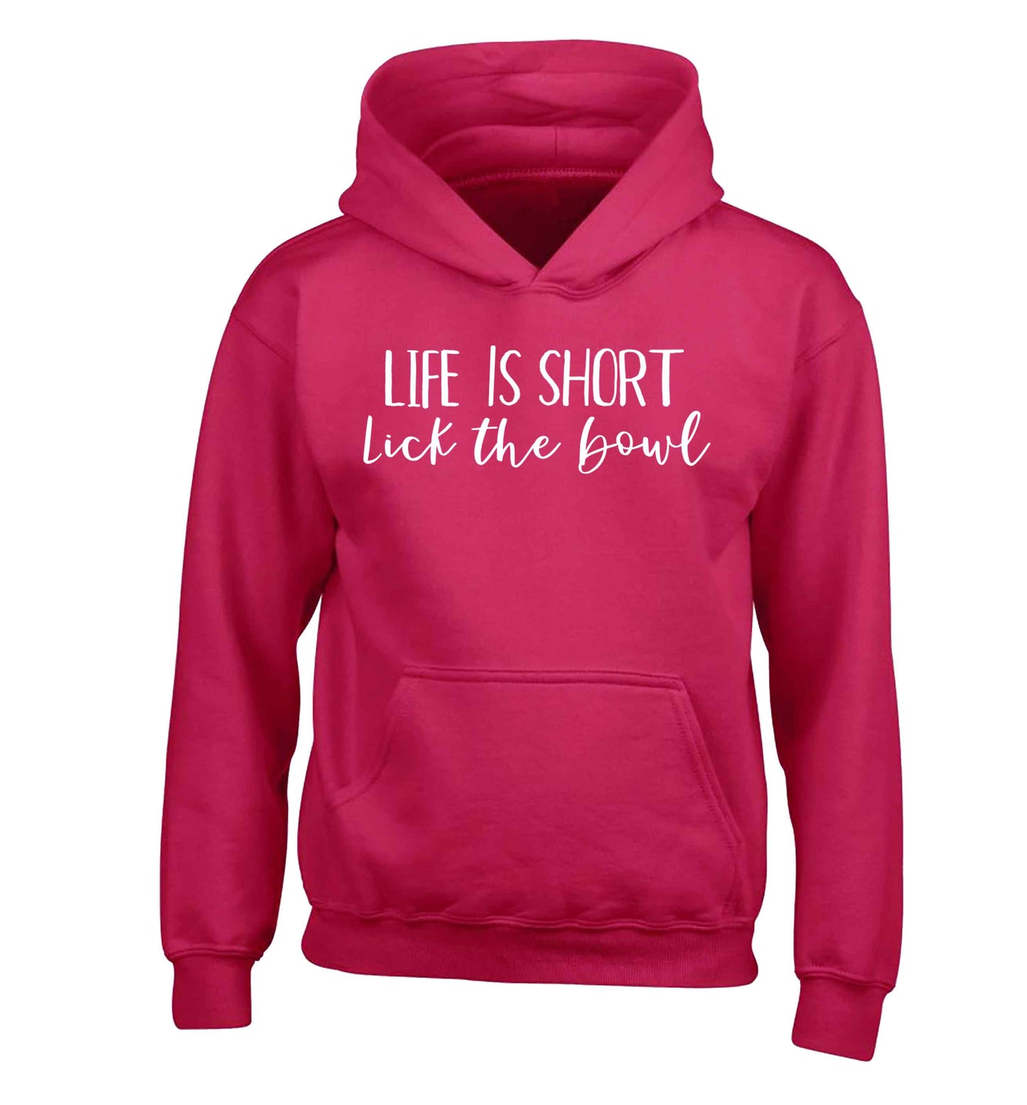 Life is short lick the bowl children's pink hoodie 12-13 Years