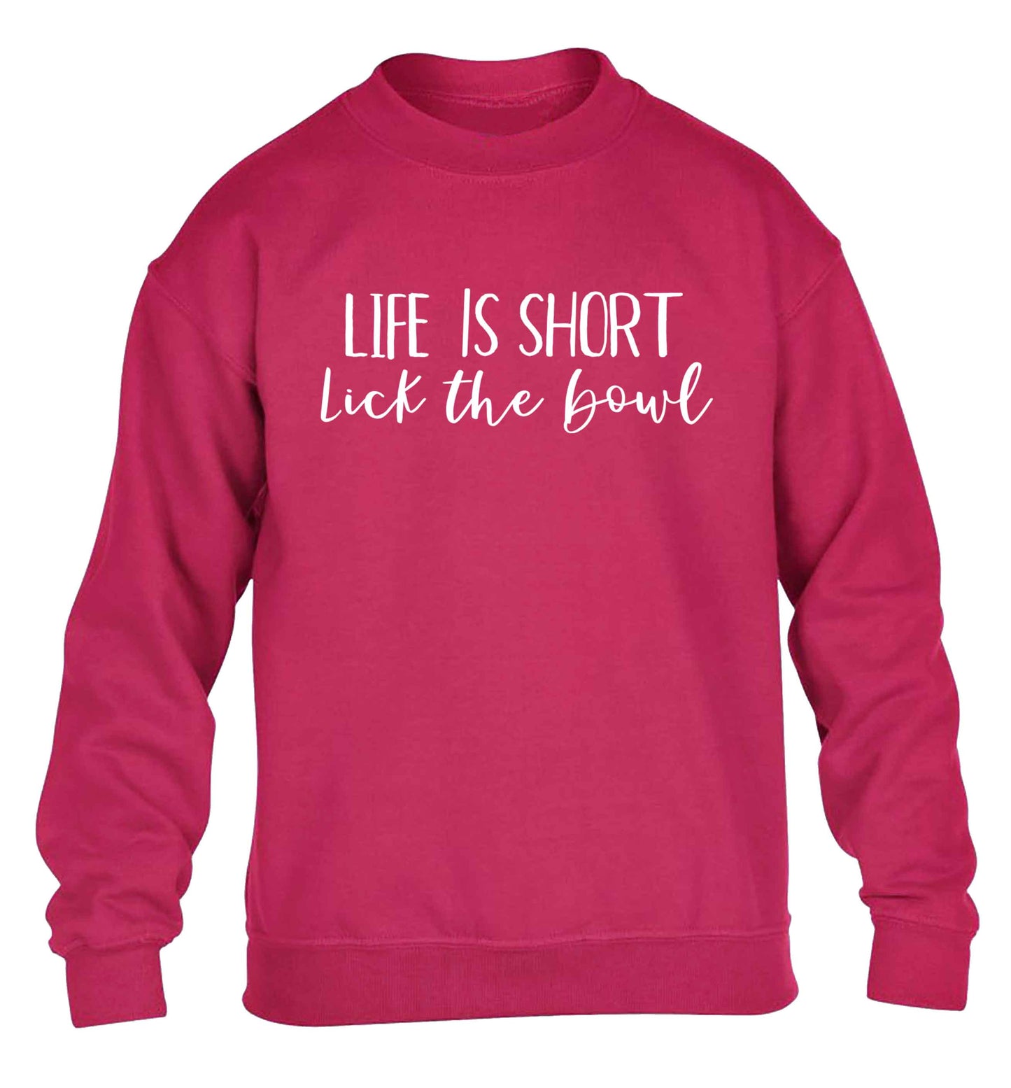 Life is short lick the bowl children's pink sweater 12-13 Years