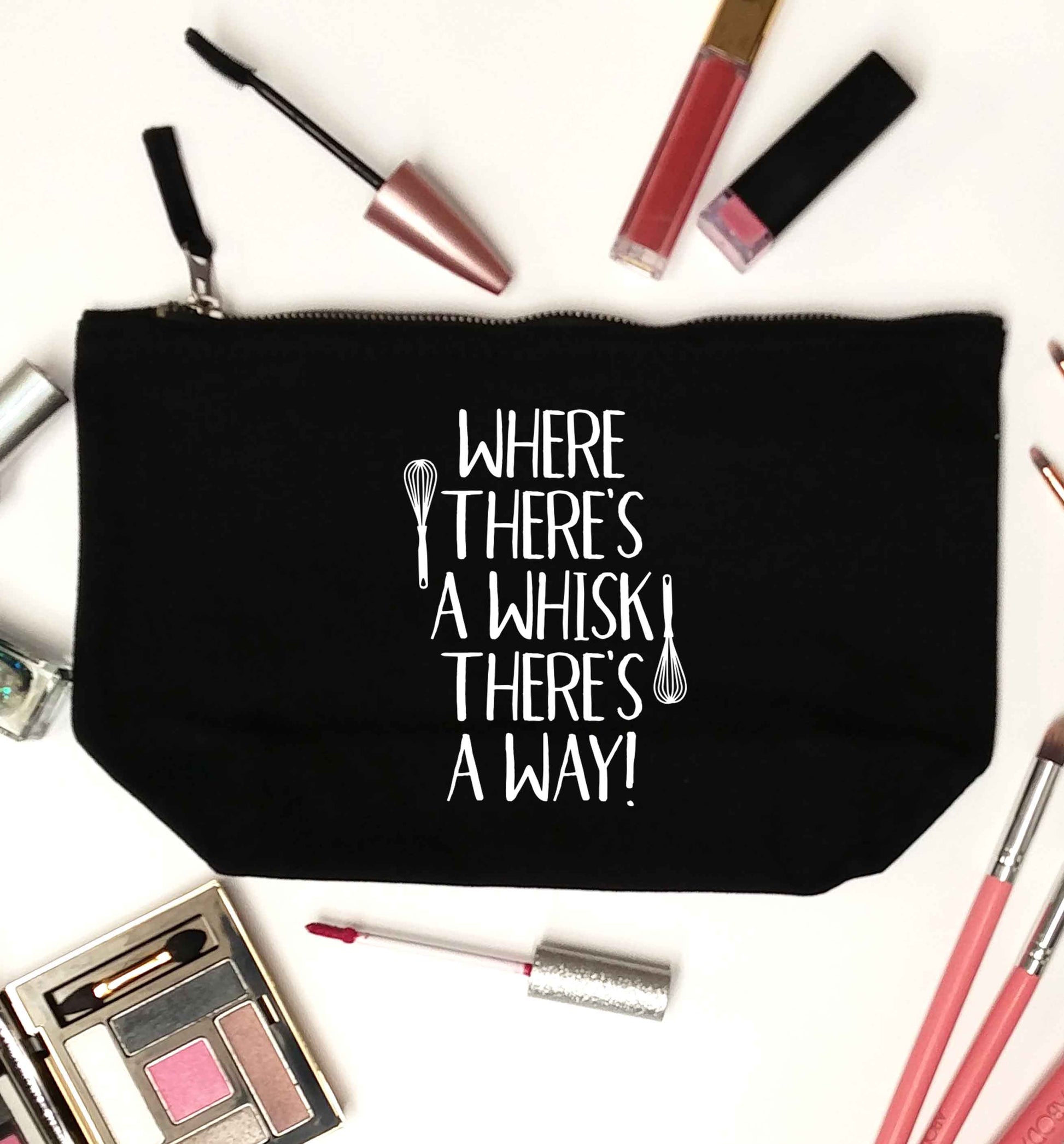 Where there's a whisk there's a way black makeup bag