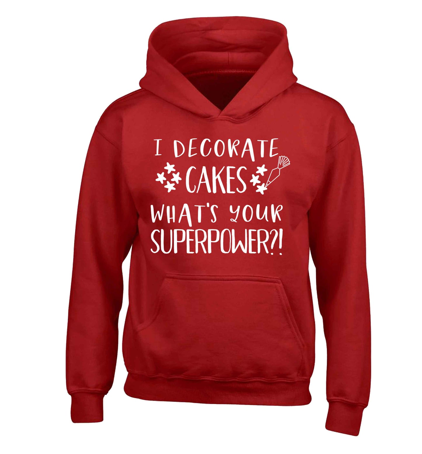I decorate cakes what's your superpower?! children's red hoodie 12-13 Years