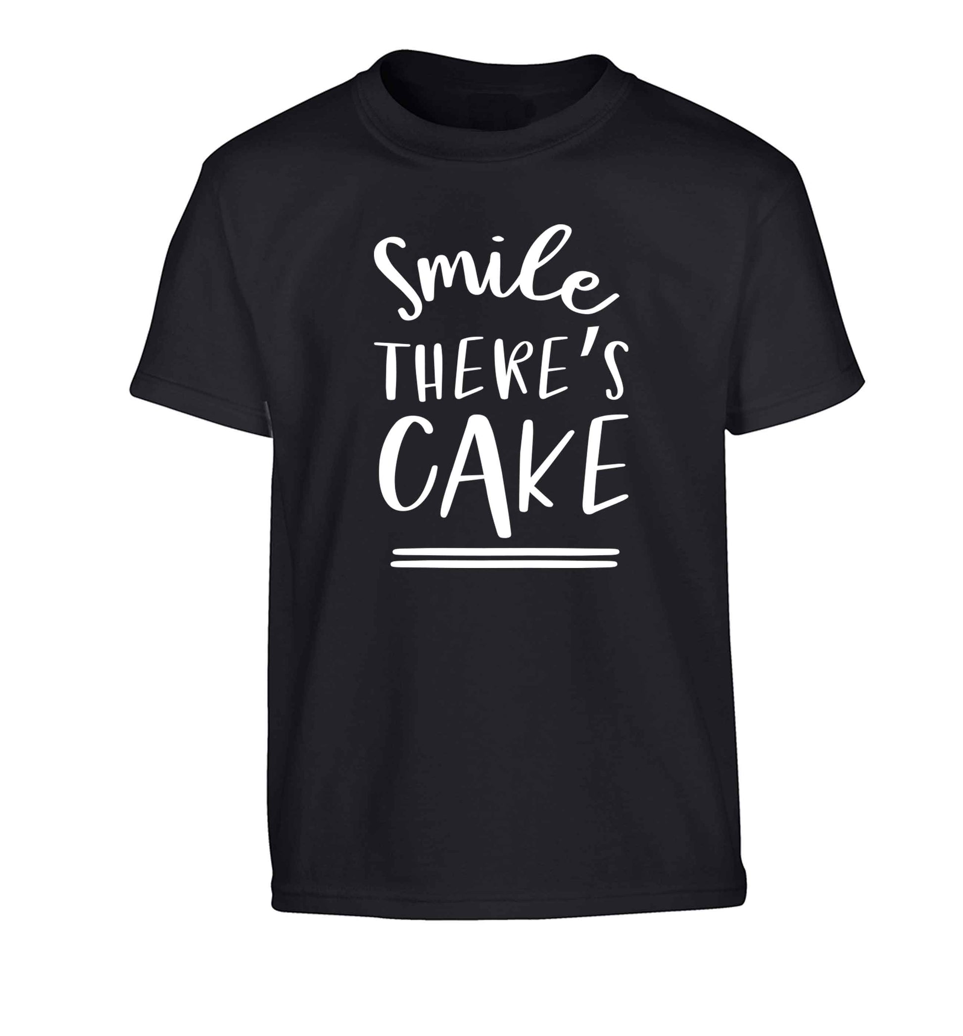 Smile there's cake Children's black Tshirt 12-13 Years