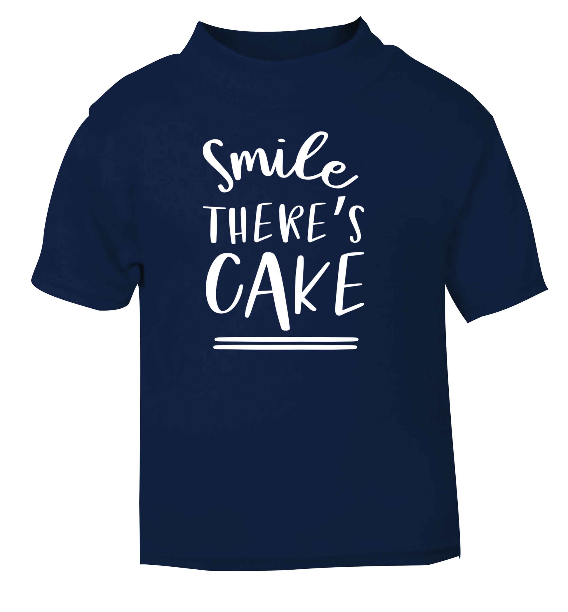 Smile there's cake navy Baby Toddler Tshirt 2 Years