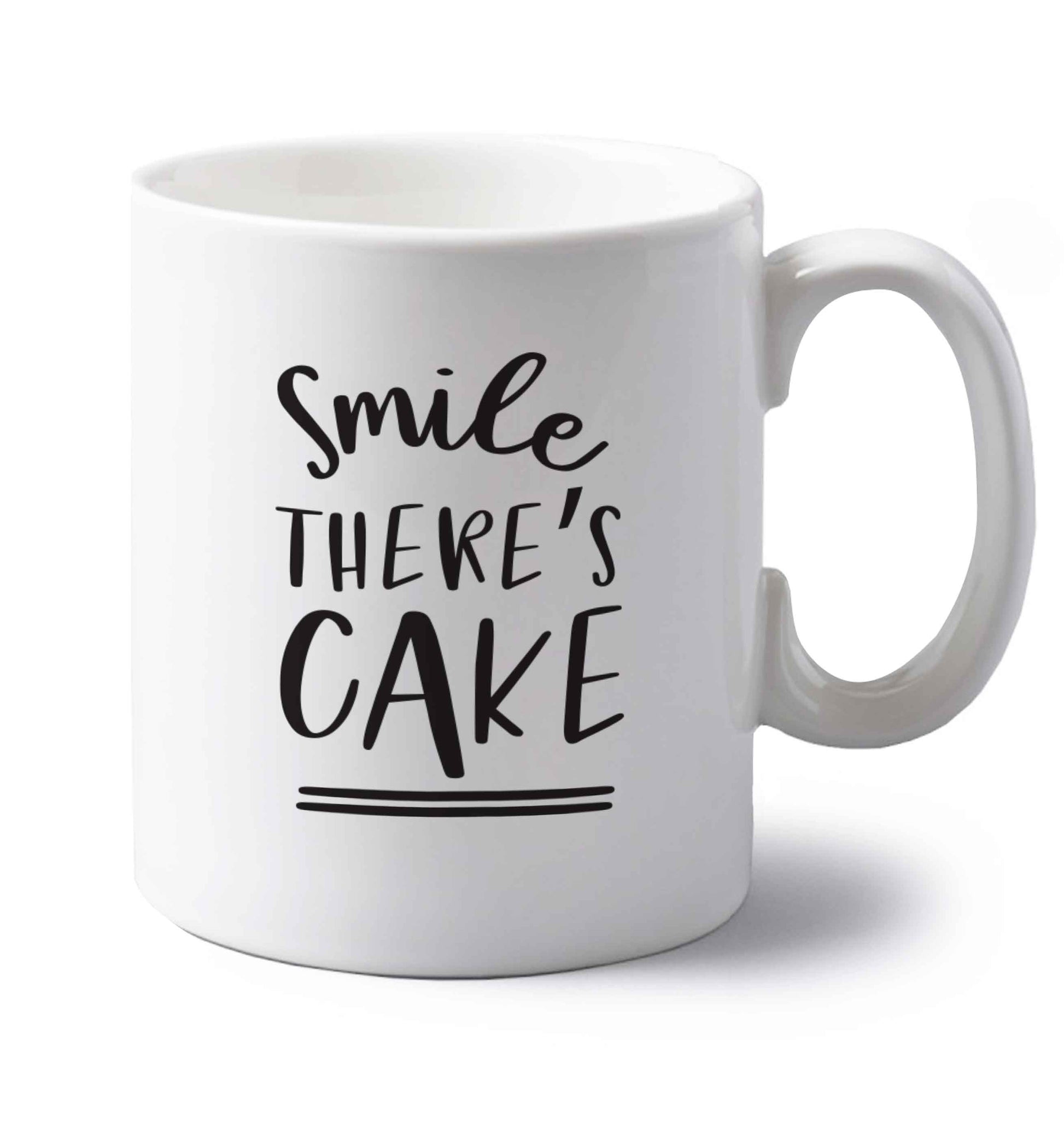Smile there's cake left handed white ceramic mug 