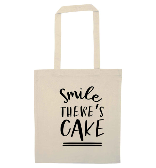 Smile there's cake natural tote bag