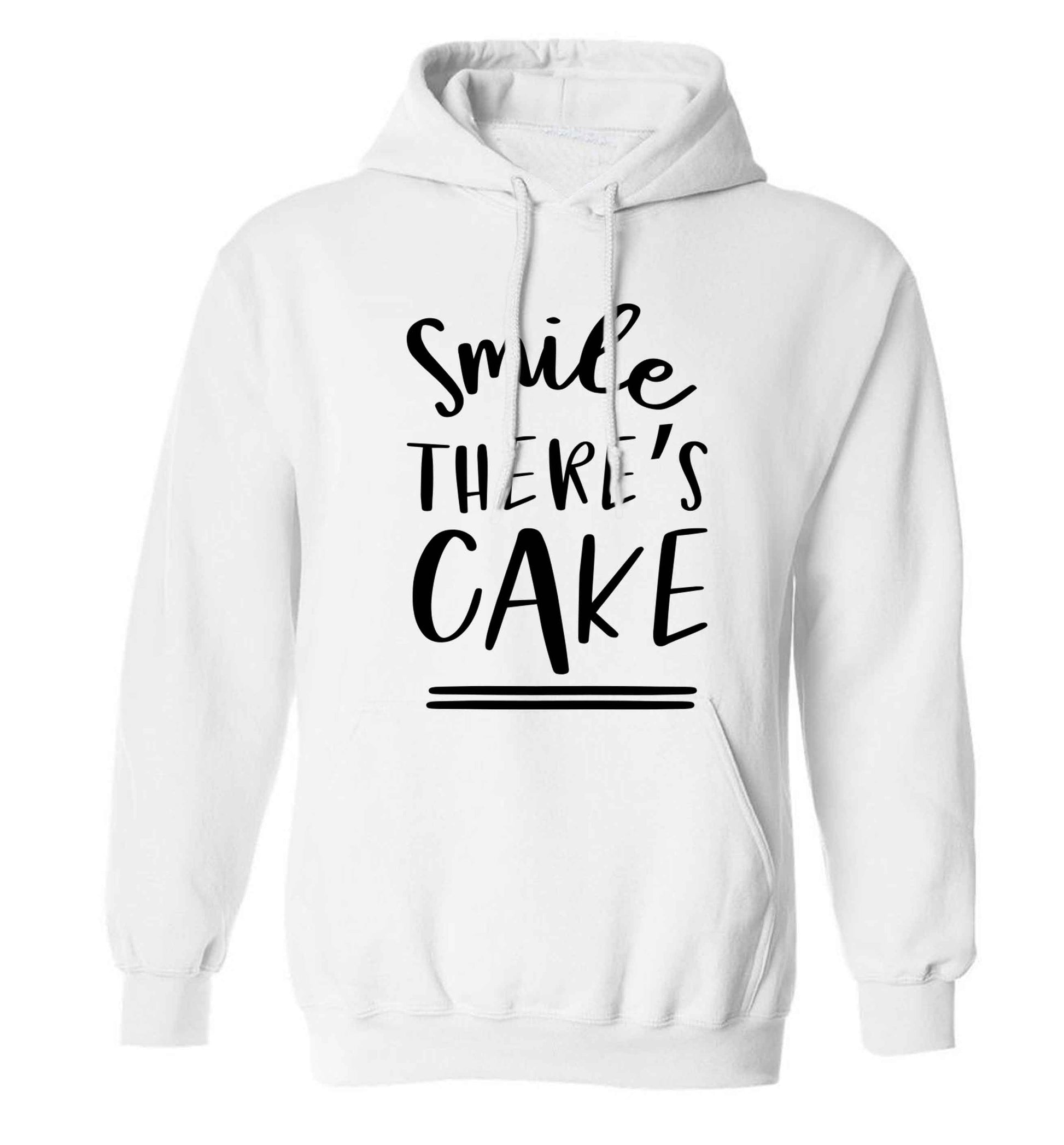 Smile there's cake adults unisex white hoodie 2XL