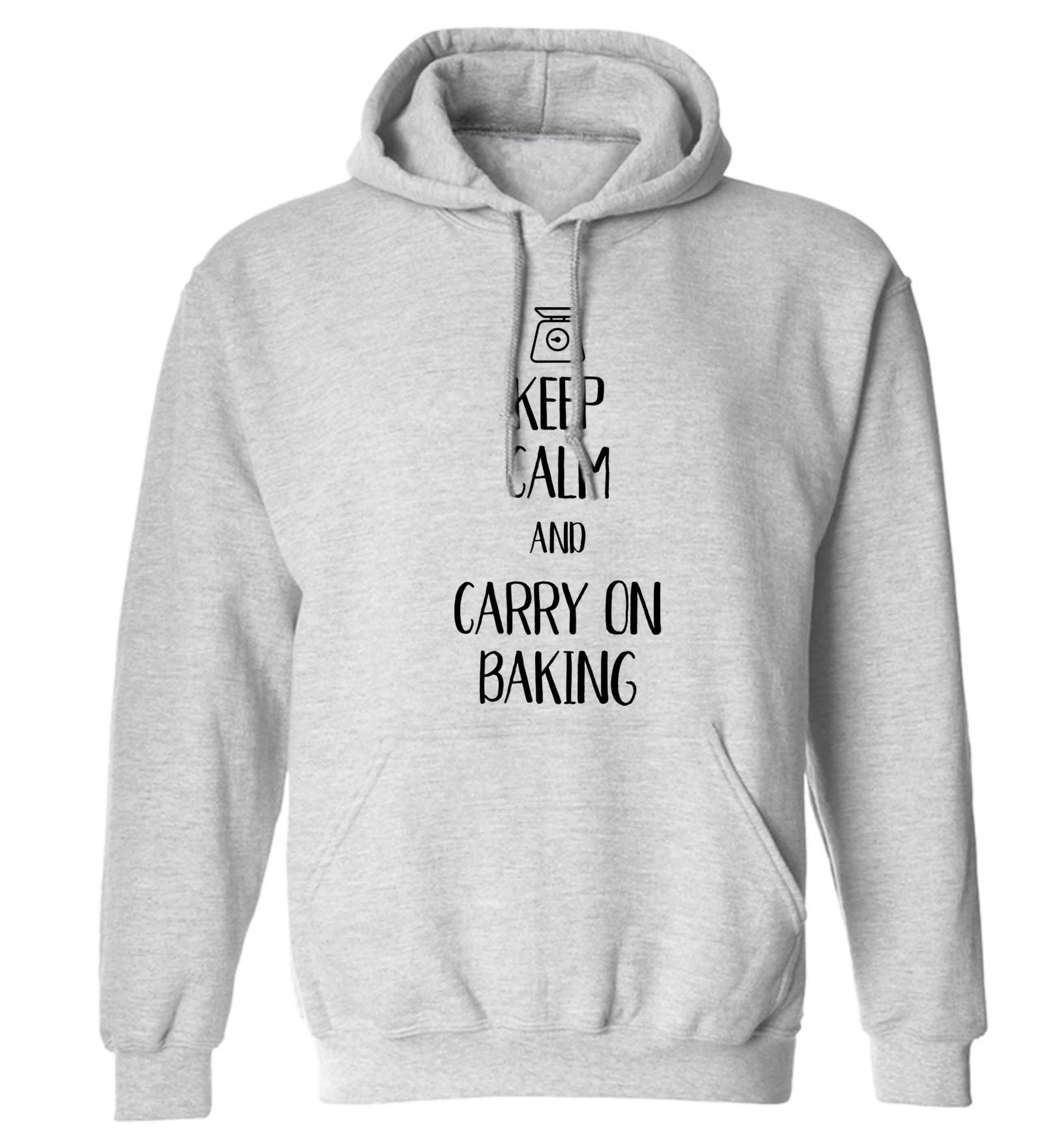 Keep calm and carry on baking adults unisex grey hoodie 2XL