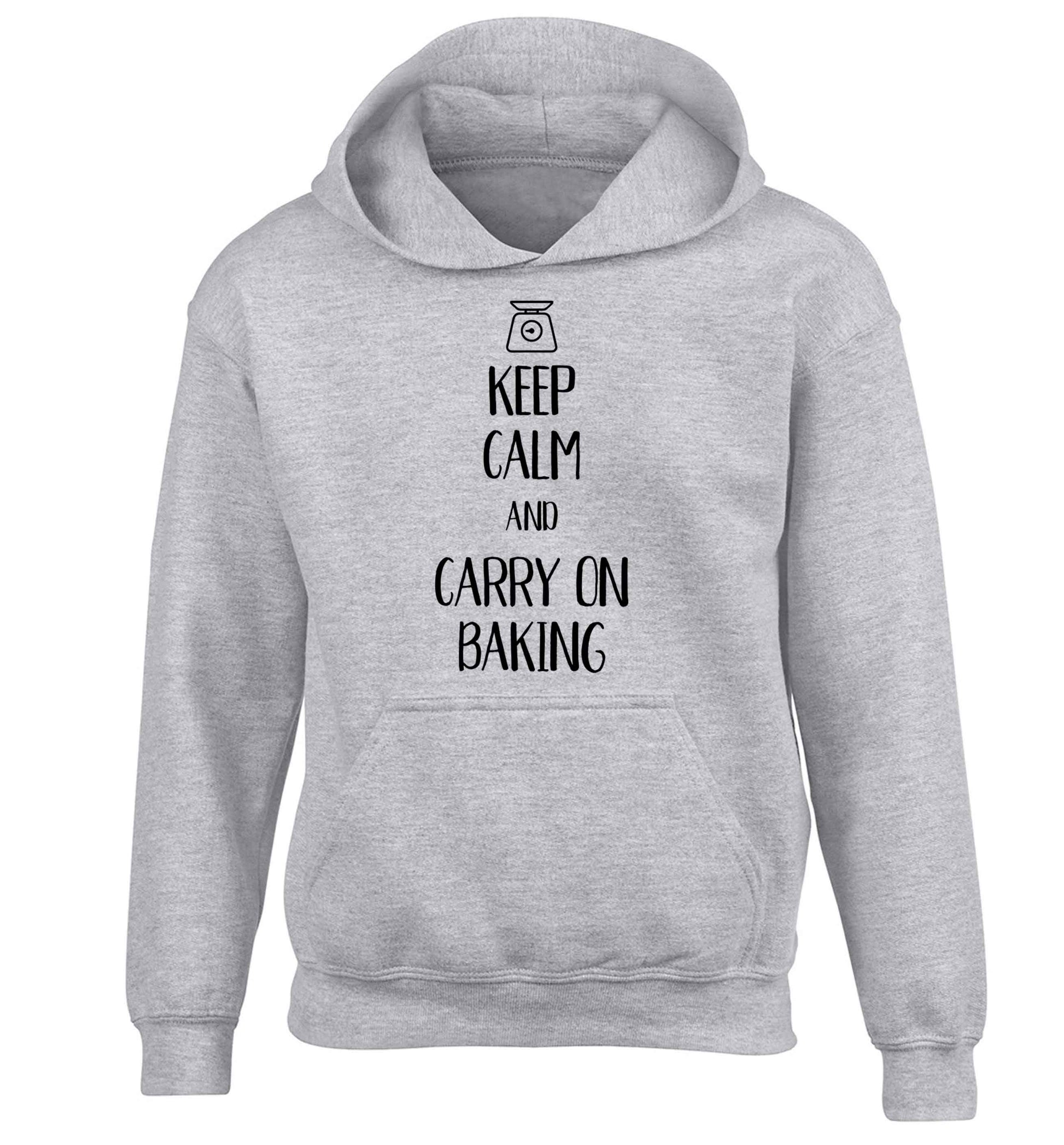 Keep calm and carry on baking children's grey hoodie 12-13 Years