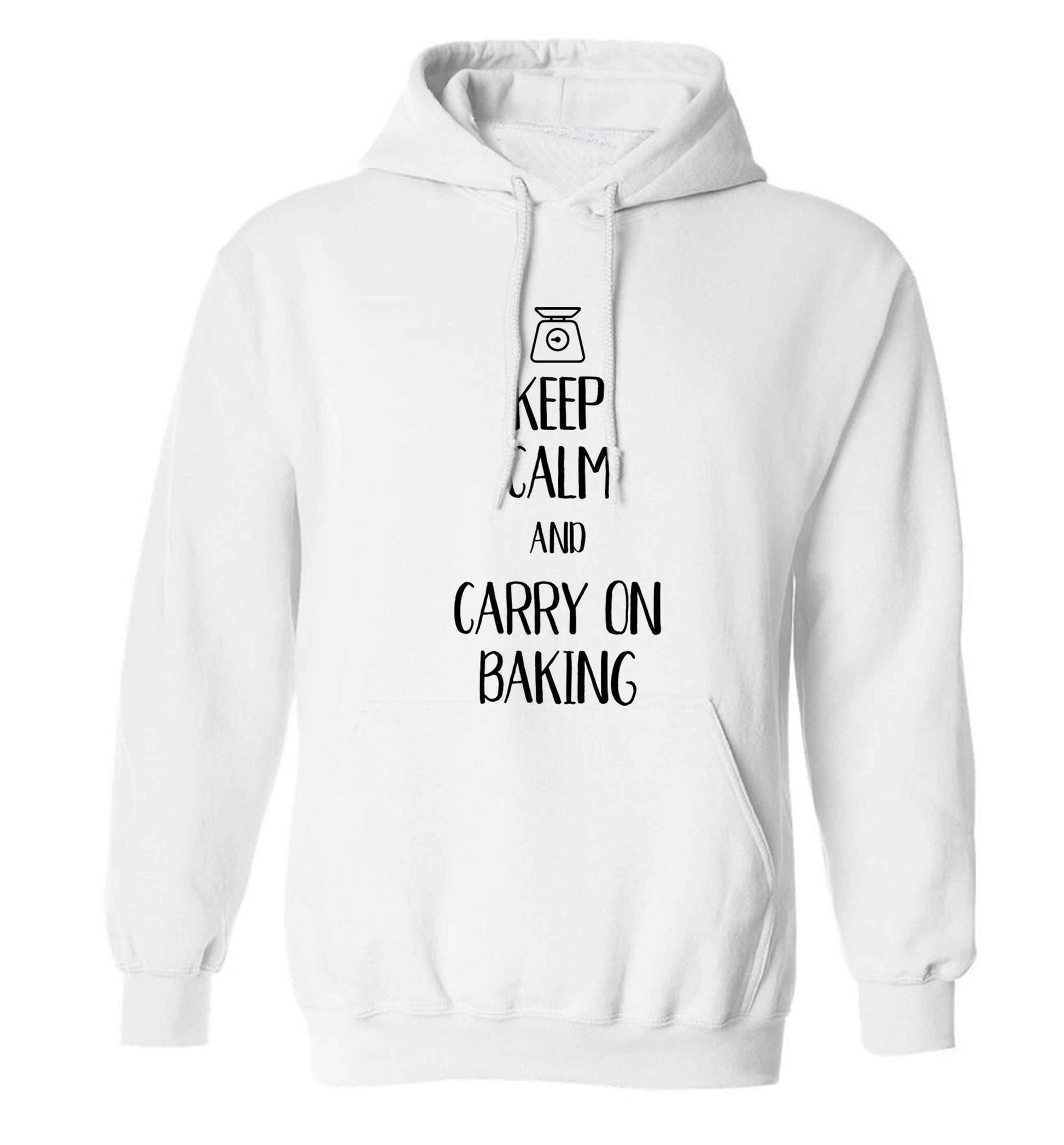 Keep calm and carry on baking adults unisex white hoodie 2XL