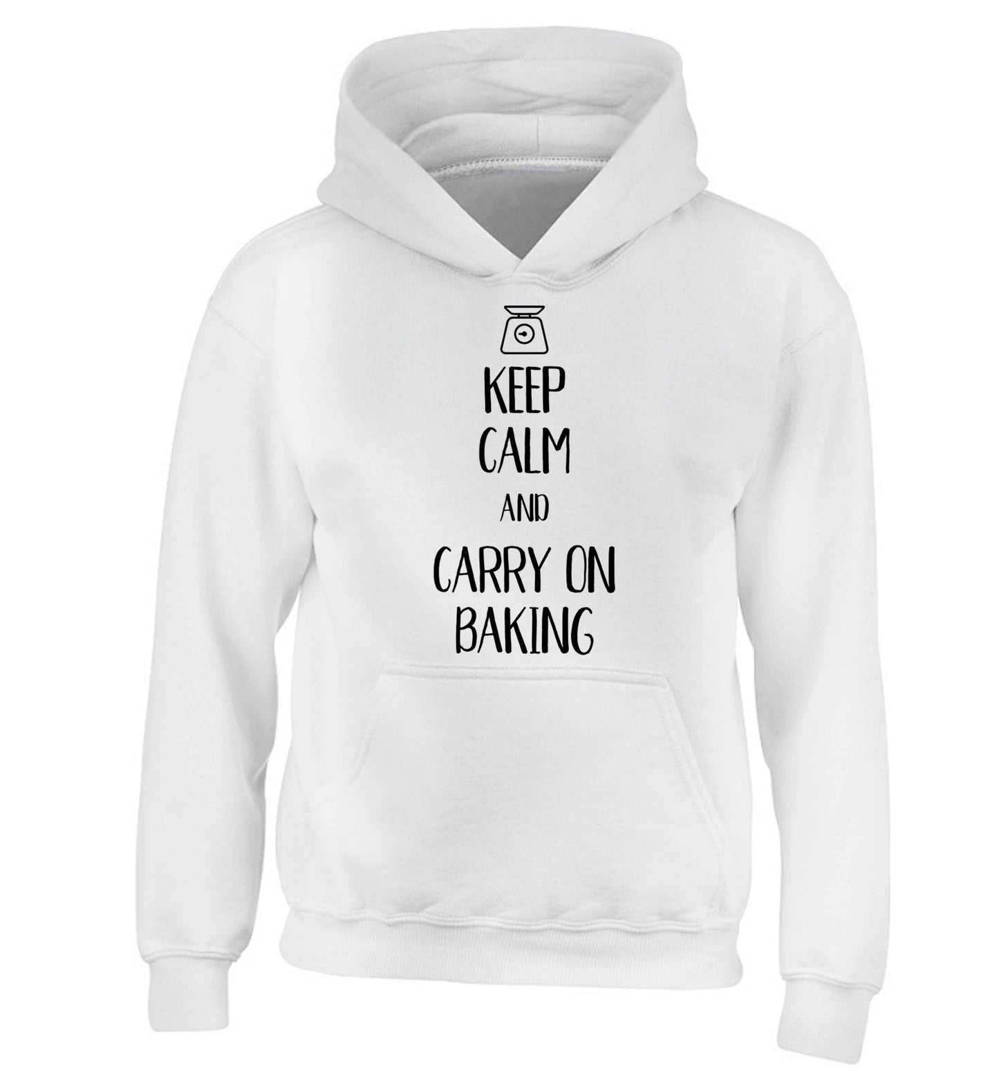 Keep calm and carry on baking children's white hoodie 12-13 Years