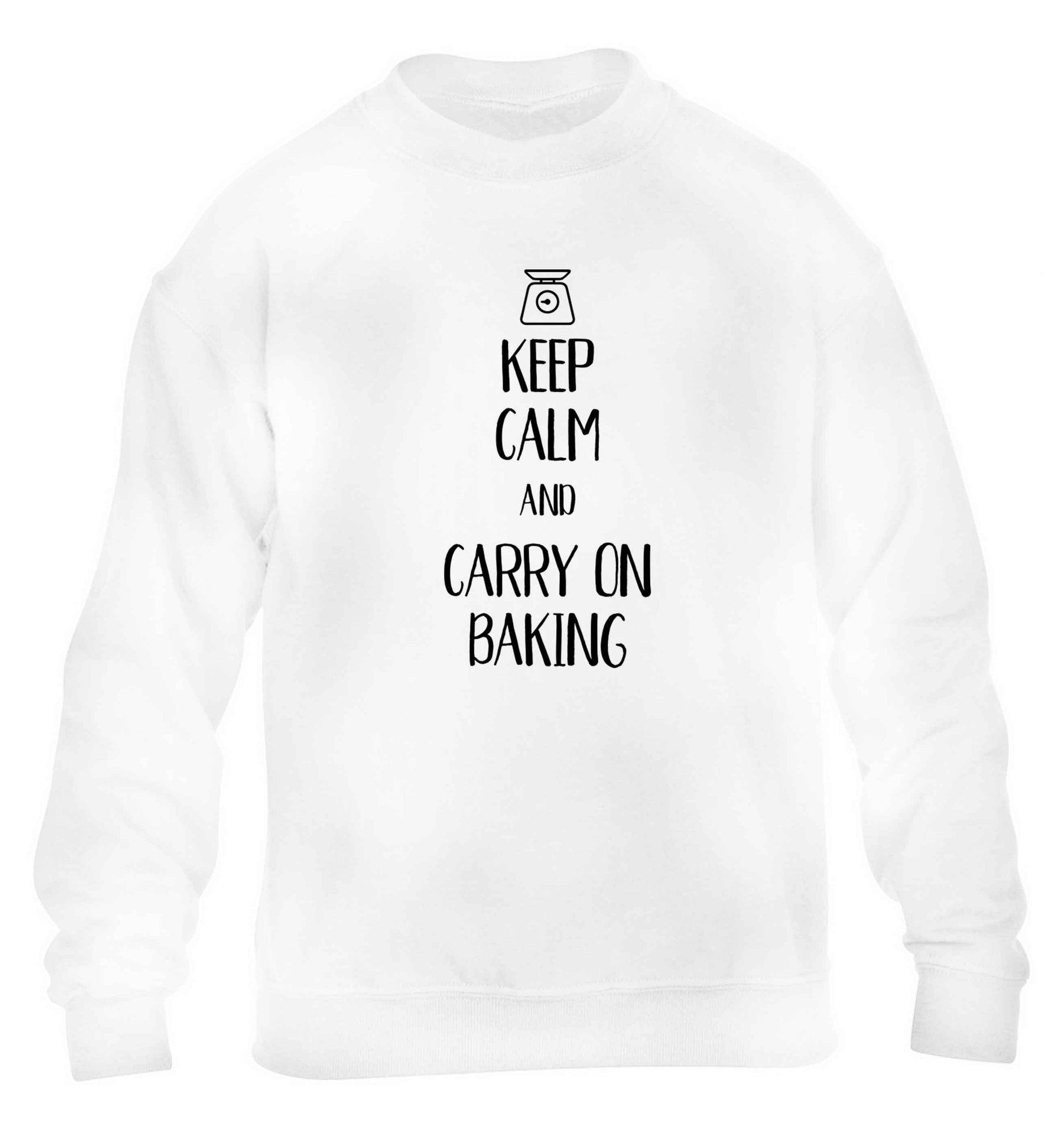 Keep calm and carry on baking children's white sweater 12-13 Years