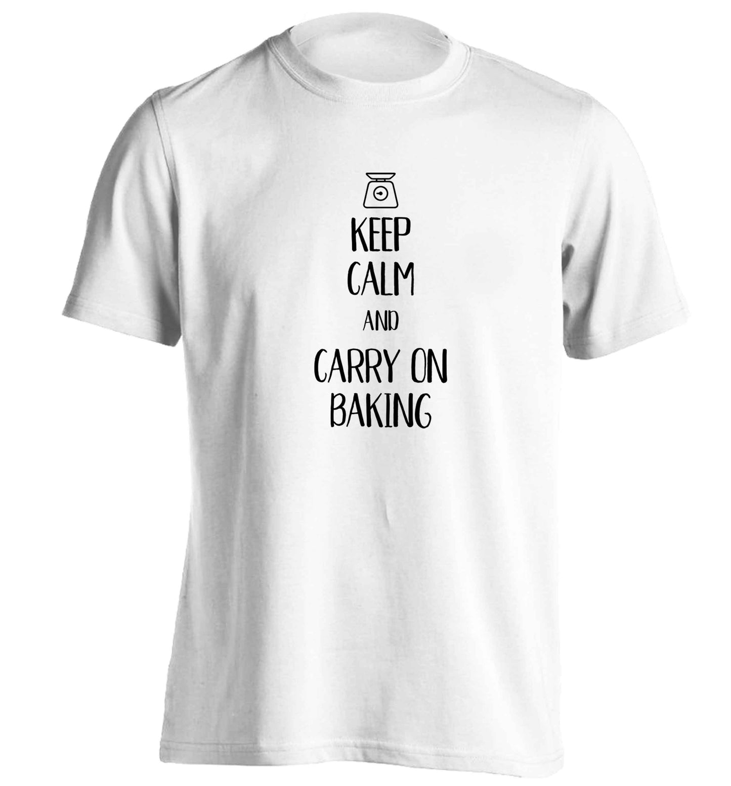 Keep calm and carry on baking adults unisex white Tshirt 2XL
