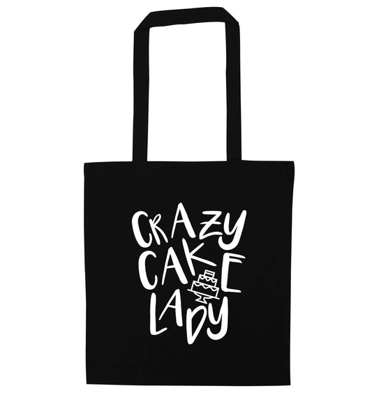 Crazy cake lady black tote bag
