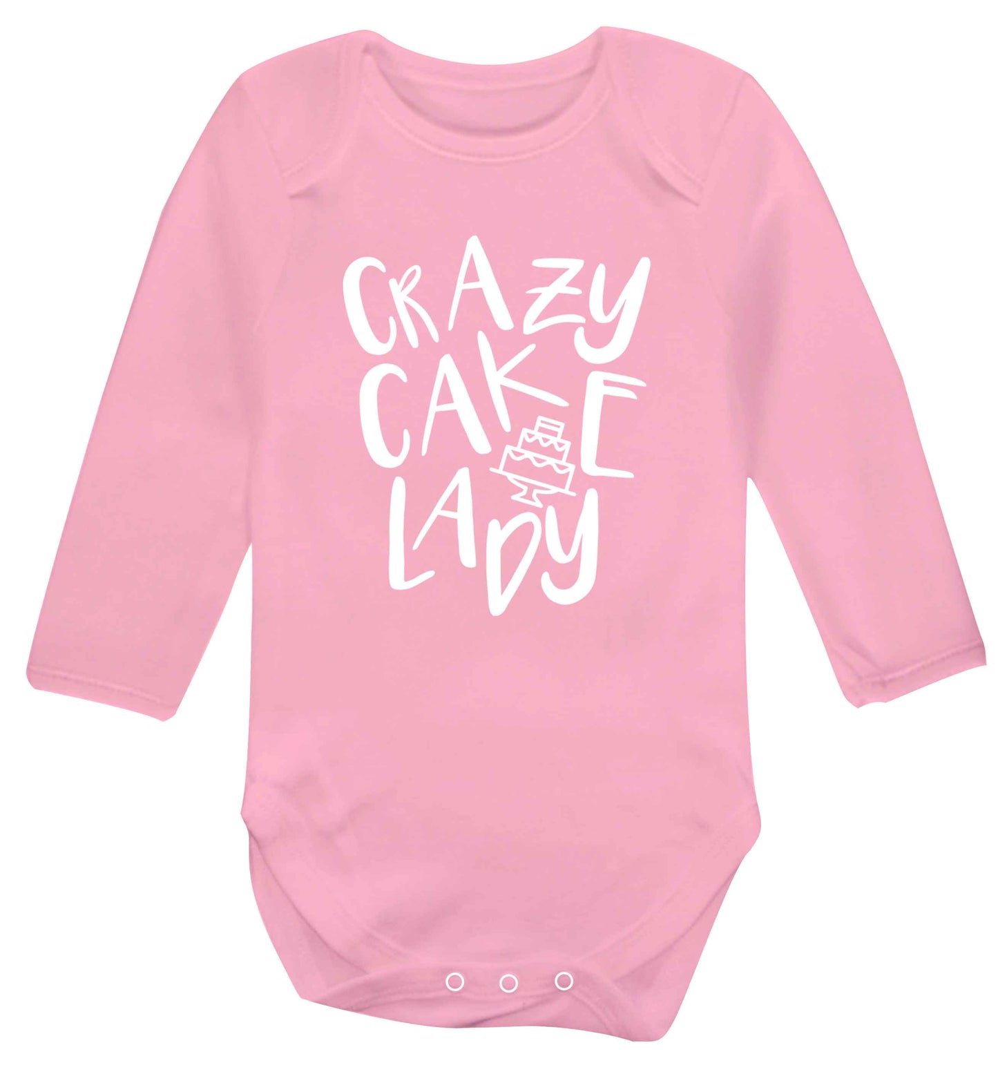 Crazy cake lady Baby Vest long sleeved pale pink 6-12 months