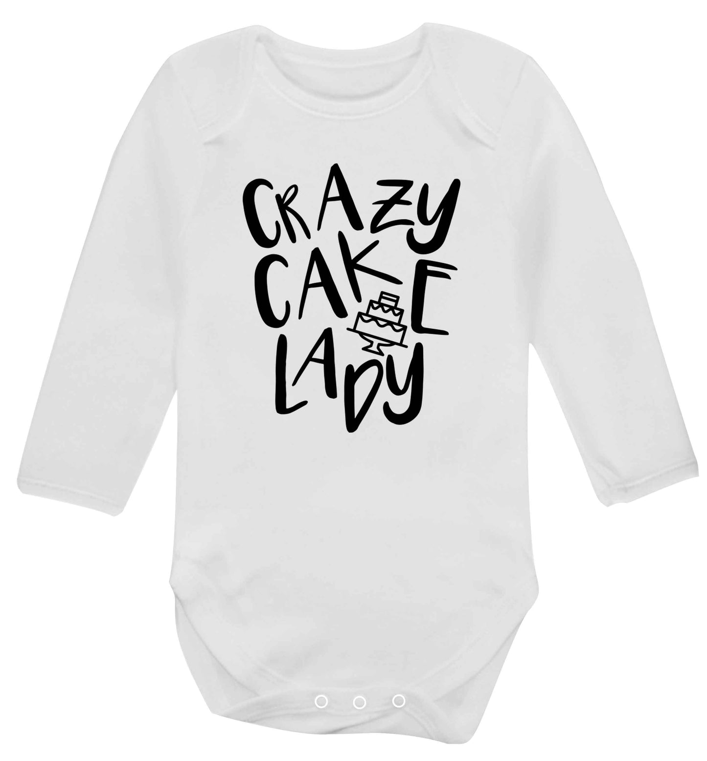 Crazy cake lady Baby Vest long sleeved white 6-12 months